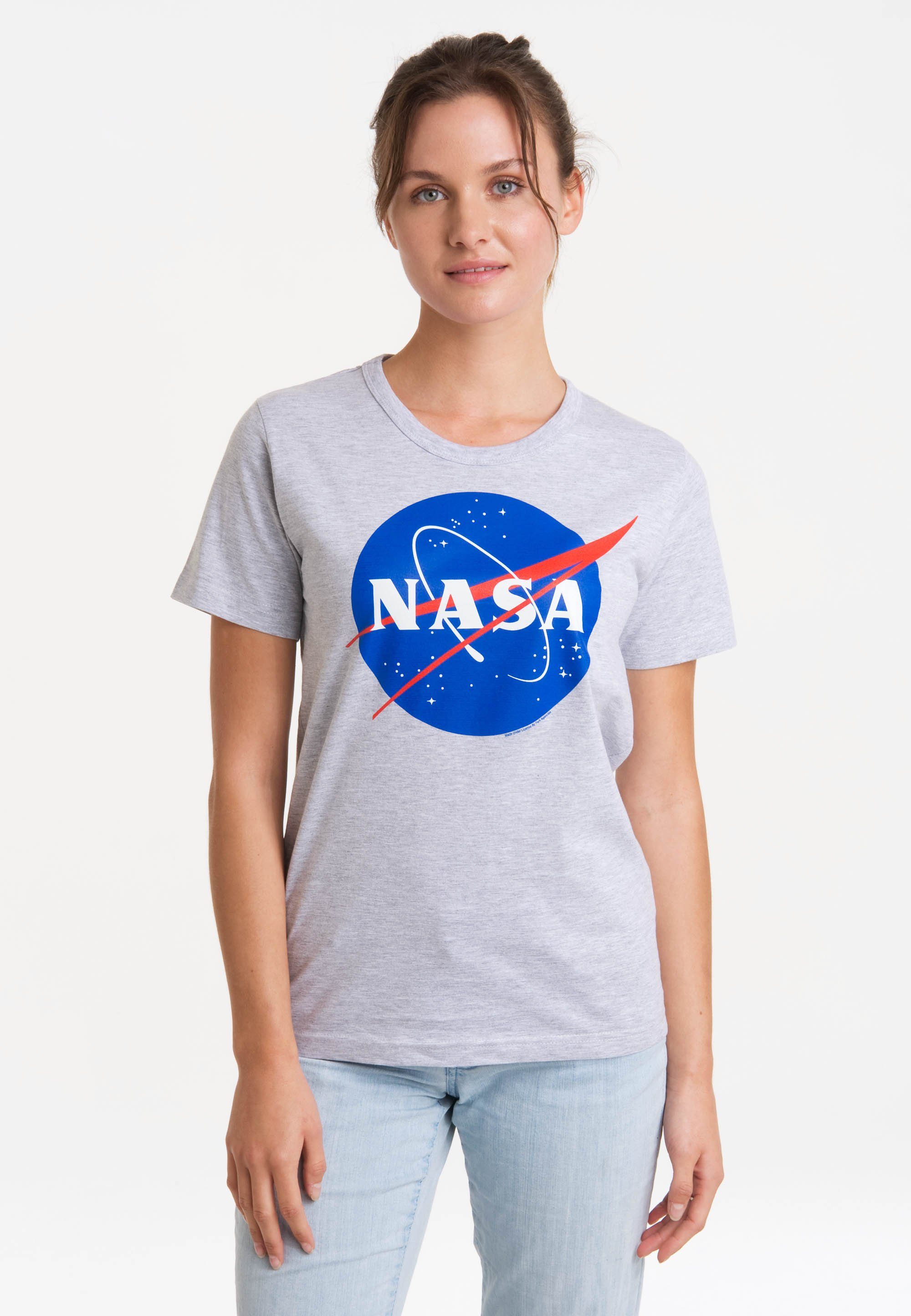 LOGOSHIRT T-Shirt Nasa mit klassischen bequem Rundhalsausschnitt durch Print, Besonders lizenziertem