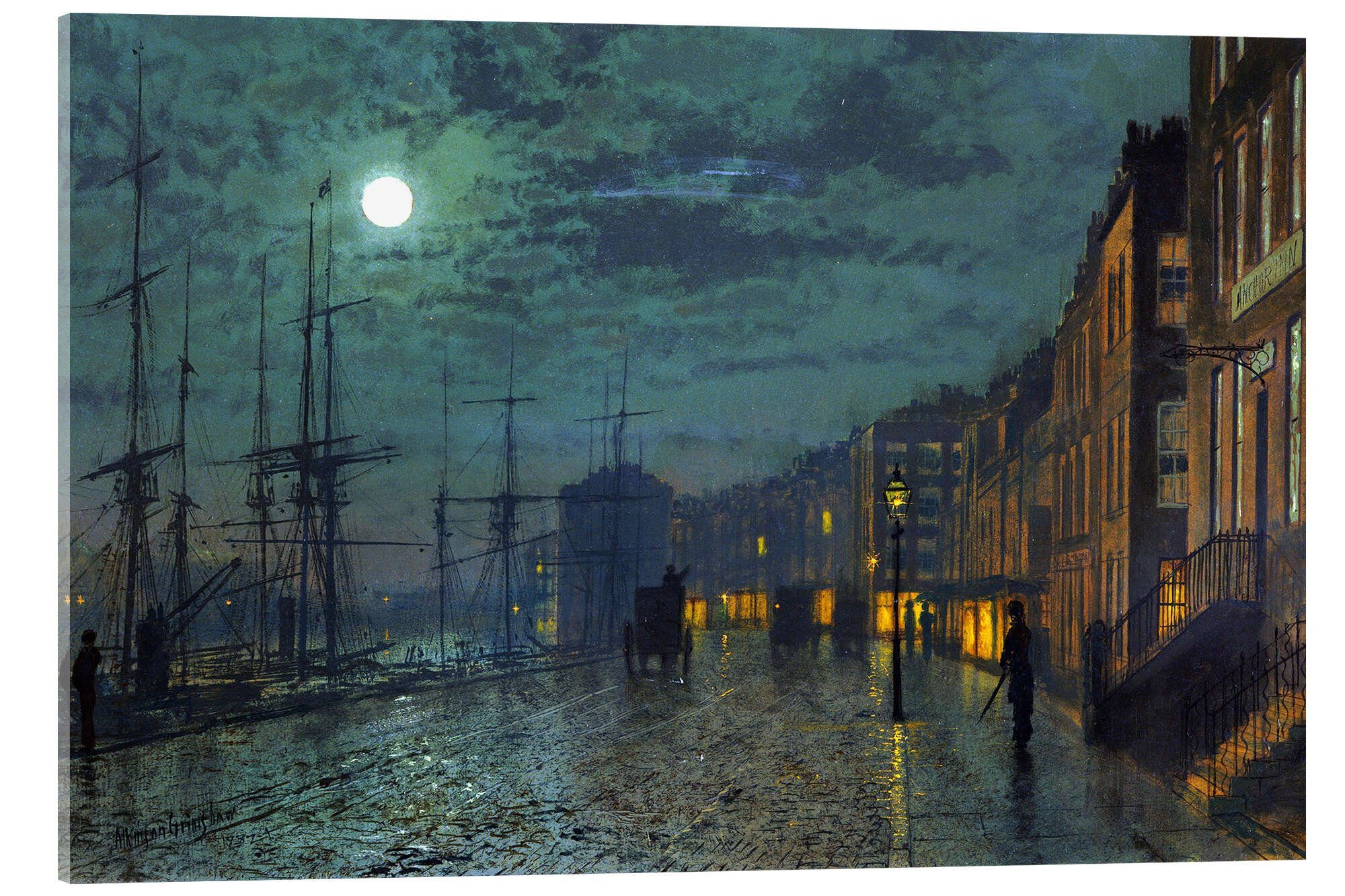 Posterlounge Wandbild Docks bei Mondlicht, John Atkinson Grimshaw, erhältlich als Poster, Leinwandbild, Wandsticker oder Acrylglasbild