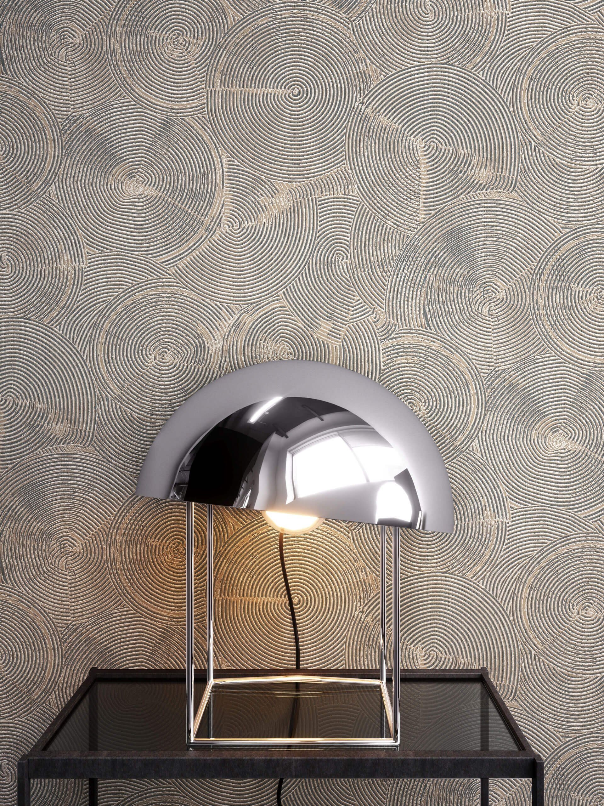 Newroom Vliestapete, Braun Tapete Ethno Glänzend - Mustertapete Metallic Sc günstig online kaufen