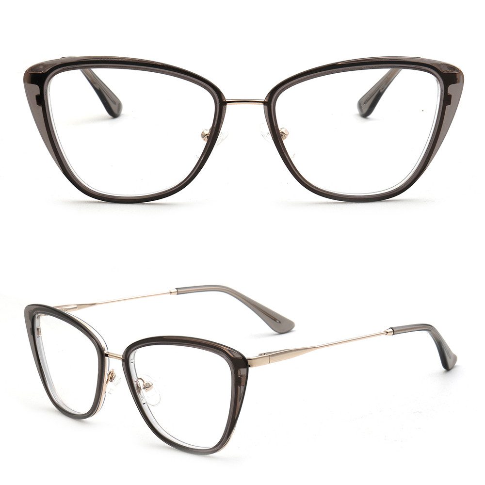 PACIEA Brille Damen Cat Eye Ohne Sehstärke Anti Blaulicht Oversized Metall Rahmen