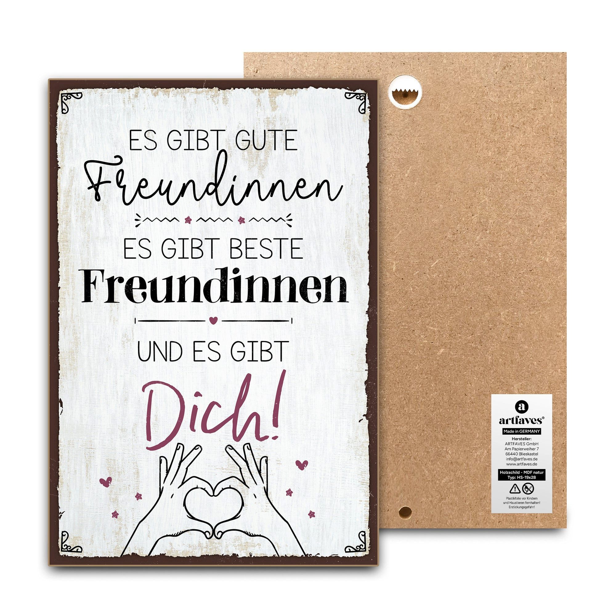 ARTFAVES Holzbild Schild mit Spruch - ES GIBT GUTE FREUNDINNEN … UND DICH - günstig online kaufen
