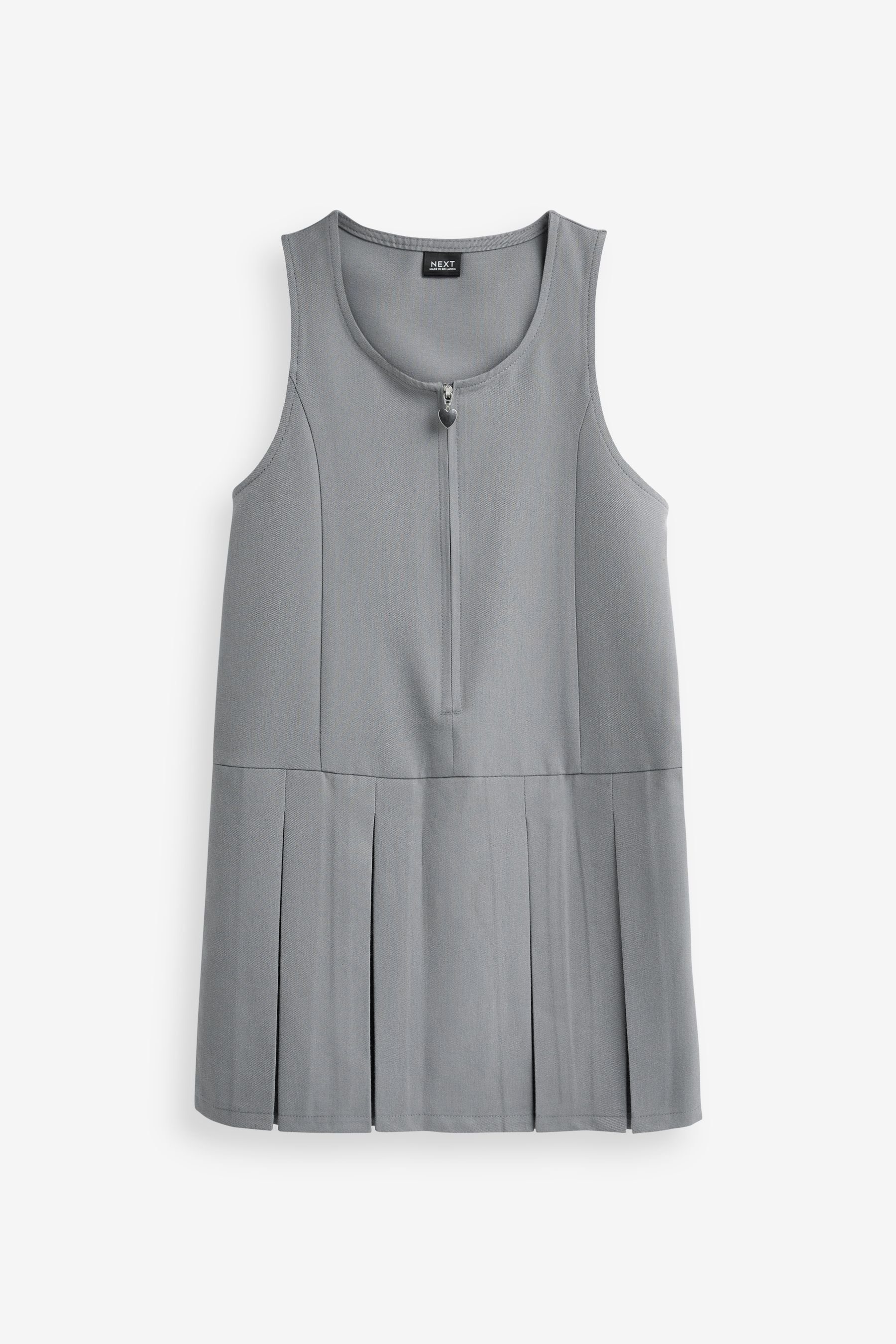 vorne Grey (1-tlg) Light Kleid Reißverschluss mit Latzkleid Next