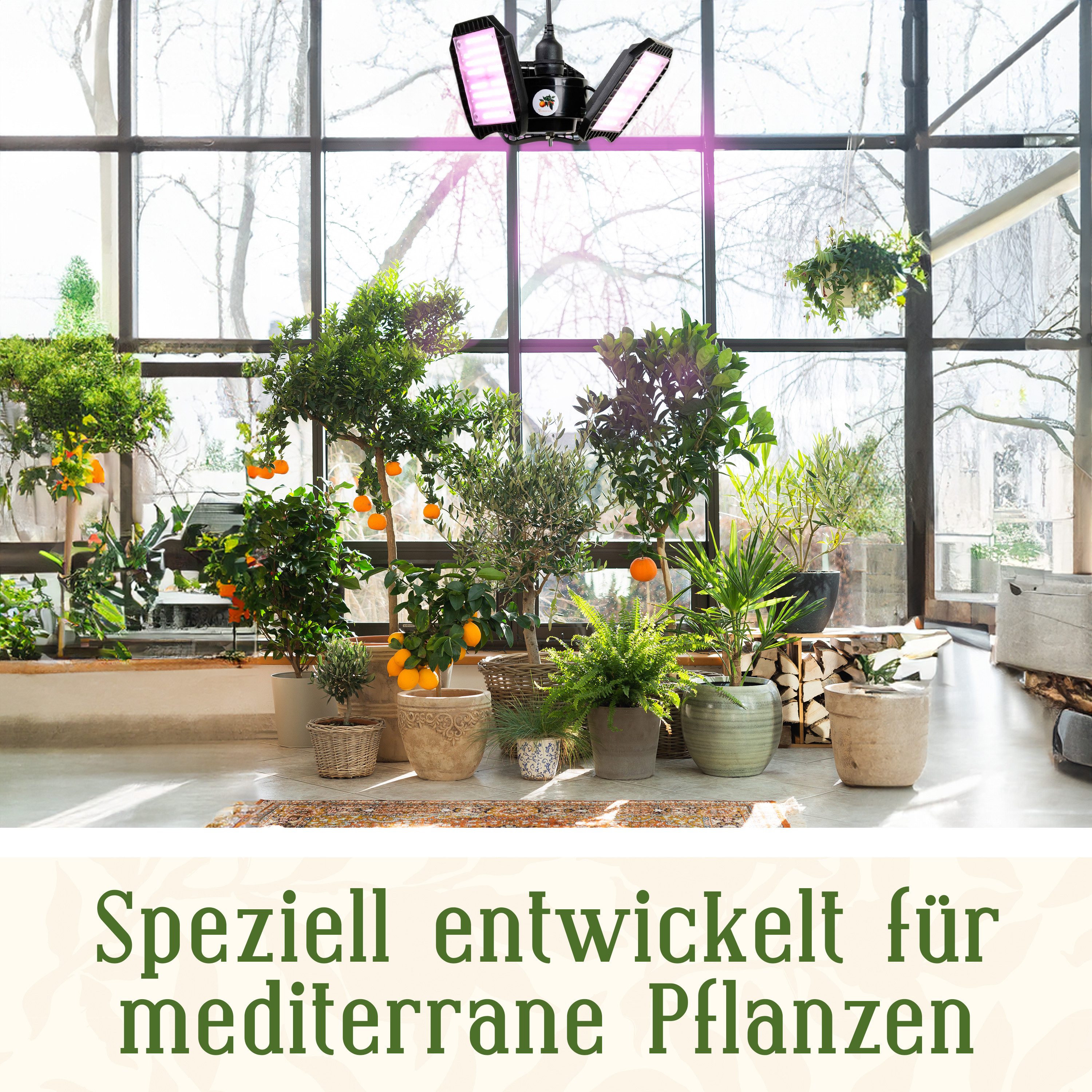 Meine Orangerie Pflanzenlampe FLEX – Spezialleuchte zur Überwinterung von Pflanzen, LED fest integriert, 450-750nm, LED-Pflanzenlampe Speziallichtquelle