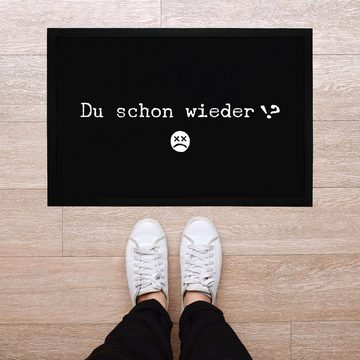 Fußmatte Fußmatte mit Spruch lustig Du schon wieder? emojji Ironie Witz rutschfest & waschbar Moonworks®, MoonWorks, rechteckig