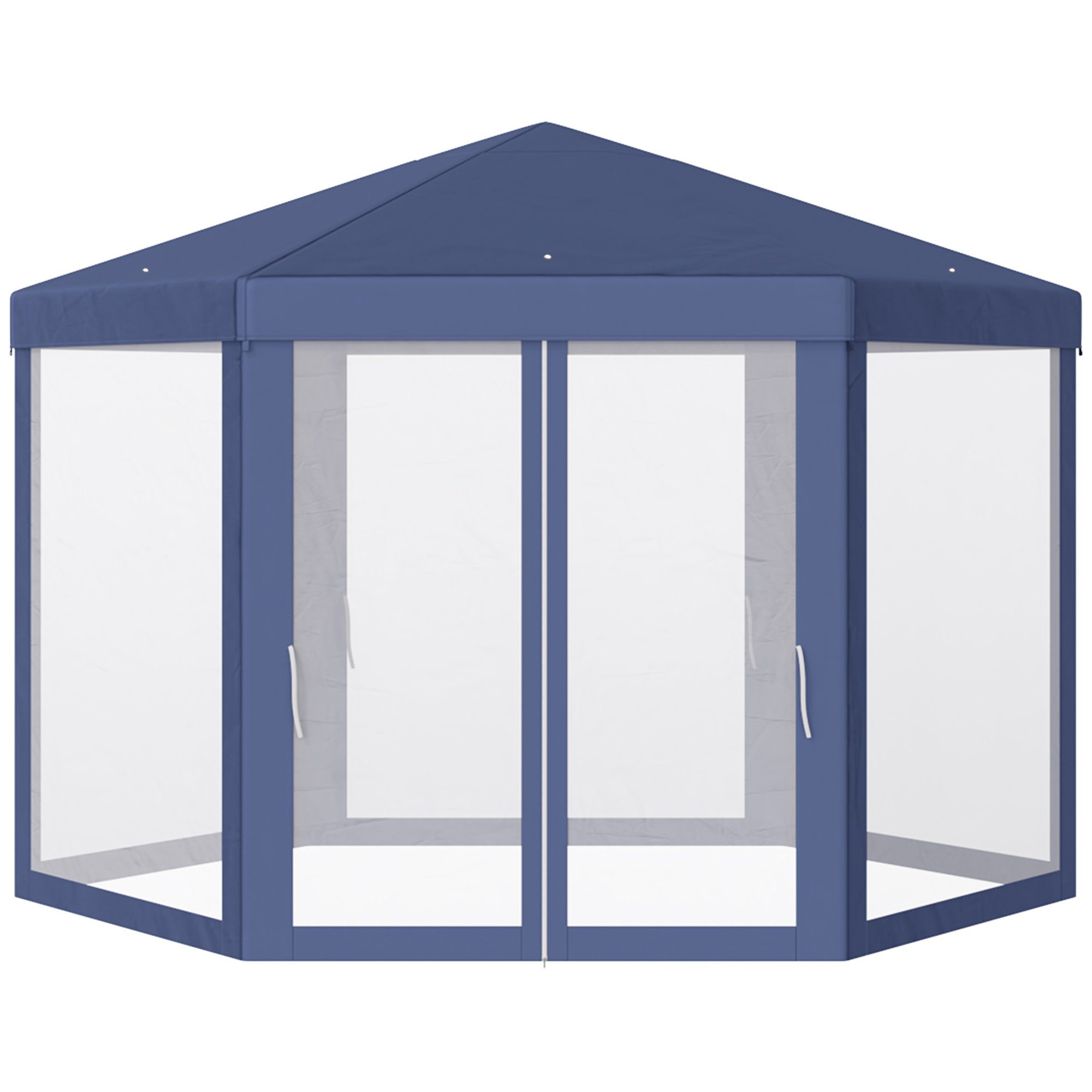 Outsunny Pavillon Partyzelt, Bierzelt mit Fenster, Reißverschlusstüren, mit 6 Seitenteilen, (Gartenpavillon, Pavillon), für Garten, Balkon, Blau