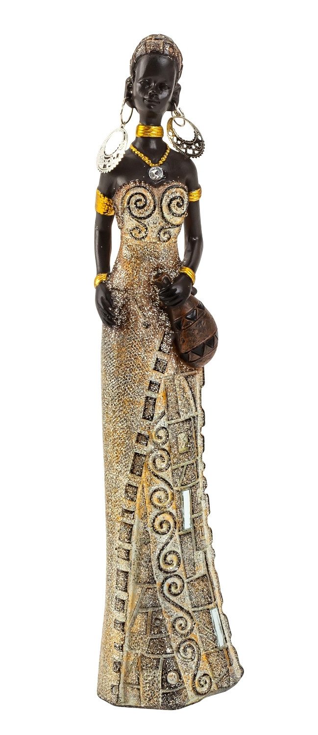 MF Skulptur Skulptur Amara Afrikanische Frau mit Kanne und Spiegel Gold 24 günstig online kaufen