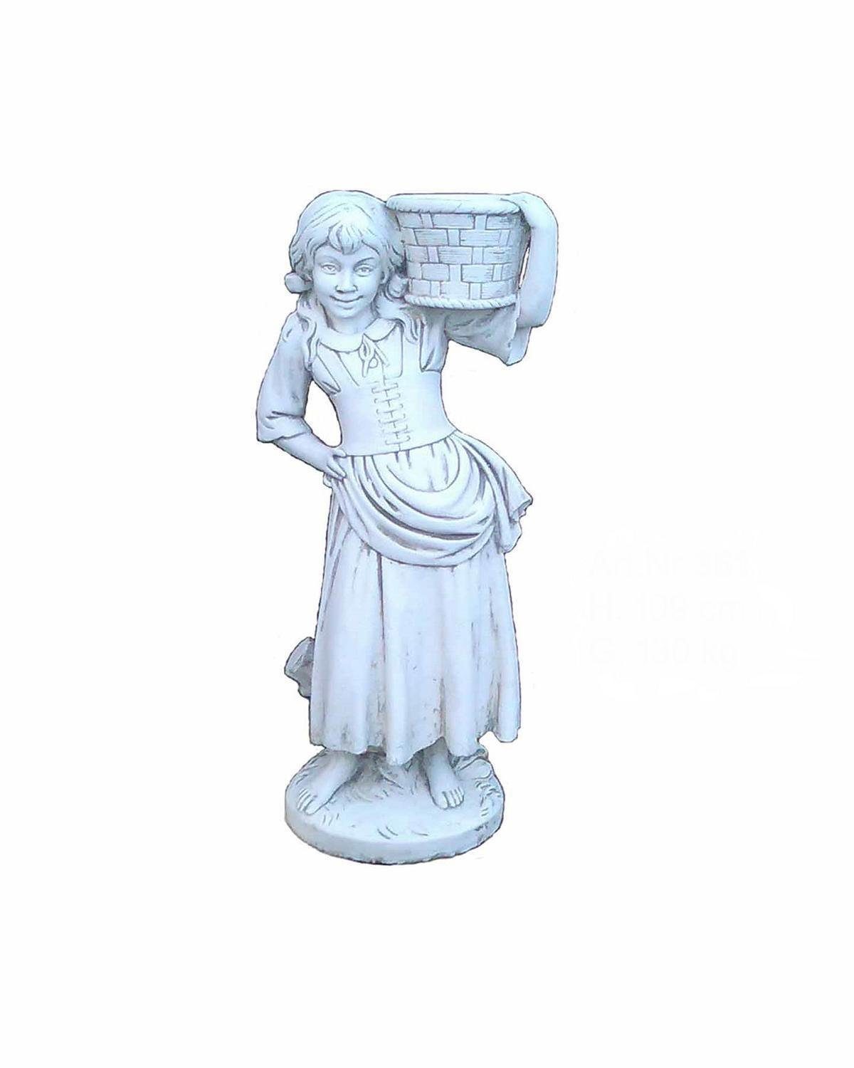 Antikes Wohndesign Gartenfigur Steinfigur Pflanzschale Pflanzkübel Gartenfigur Höhe: 109cm