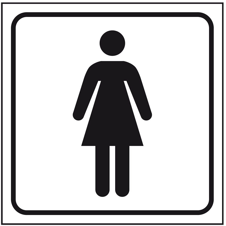 Hinweisschild Standard Piktogramm WC Damen, weiß/schwarz, Folie, selbstkl.