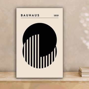 OneMillionCanvasses® Leinwandbild Bauhaus - Retro - Schwarz - Weiß - Abstrakt, Schwarz – Abstrakt (1 St), Leinwand Wandbild, Wanddekoration 20x30 cm