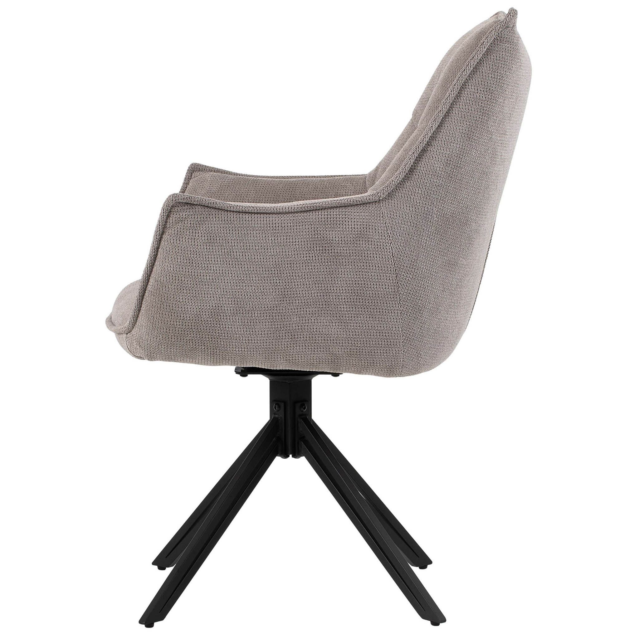 bene living Loungesessel Ginosa - drehbar - hellgrau (1-St), schwarzes Metall-Gestell - bequeme Arm- und Rückenlehne