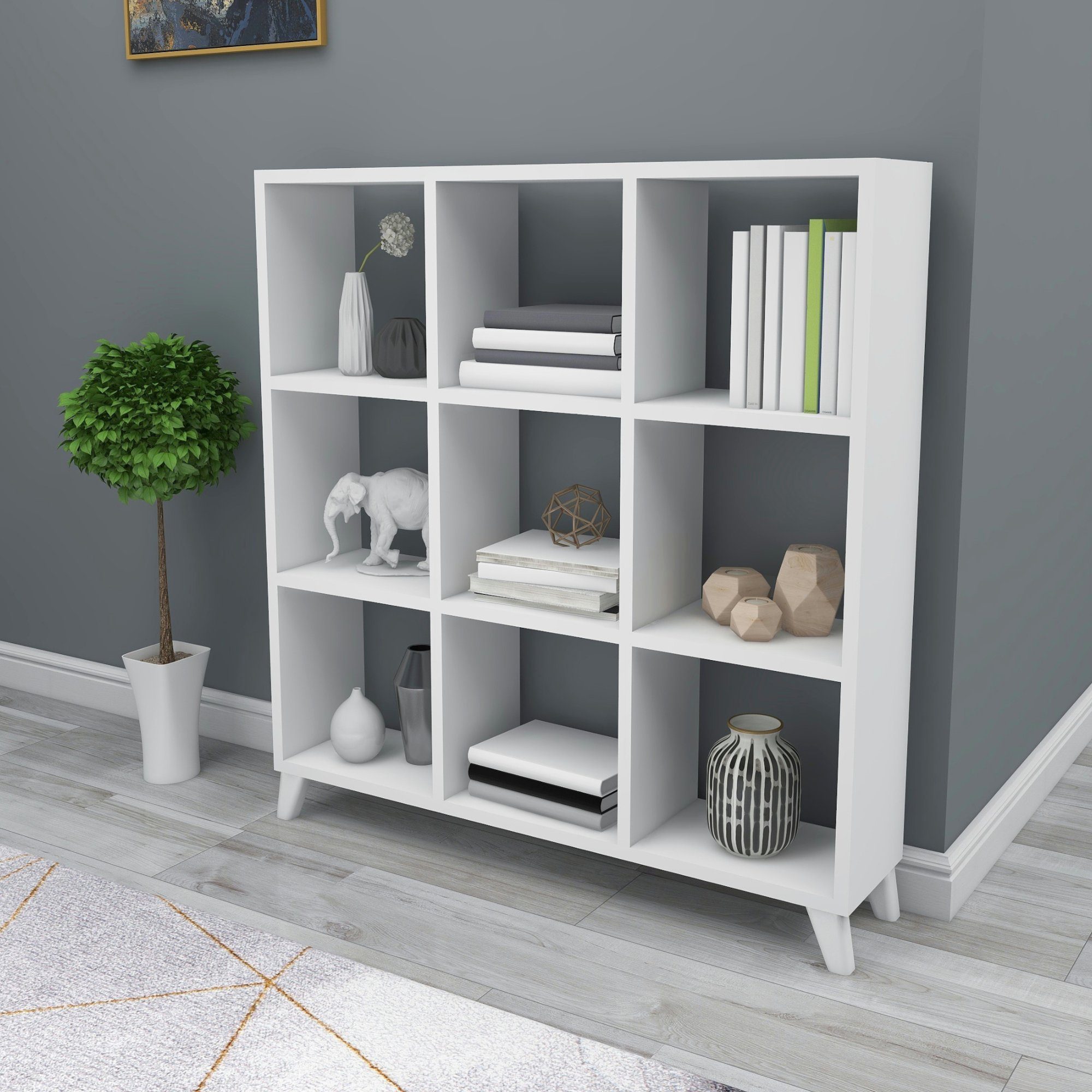 en.casa Standregal, Svedala Bücherregal 88x88x20cm, 9 günstig online kaufen