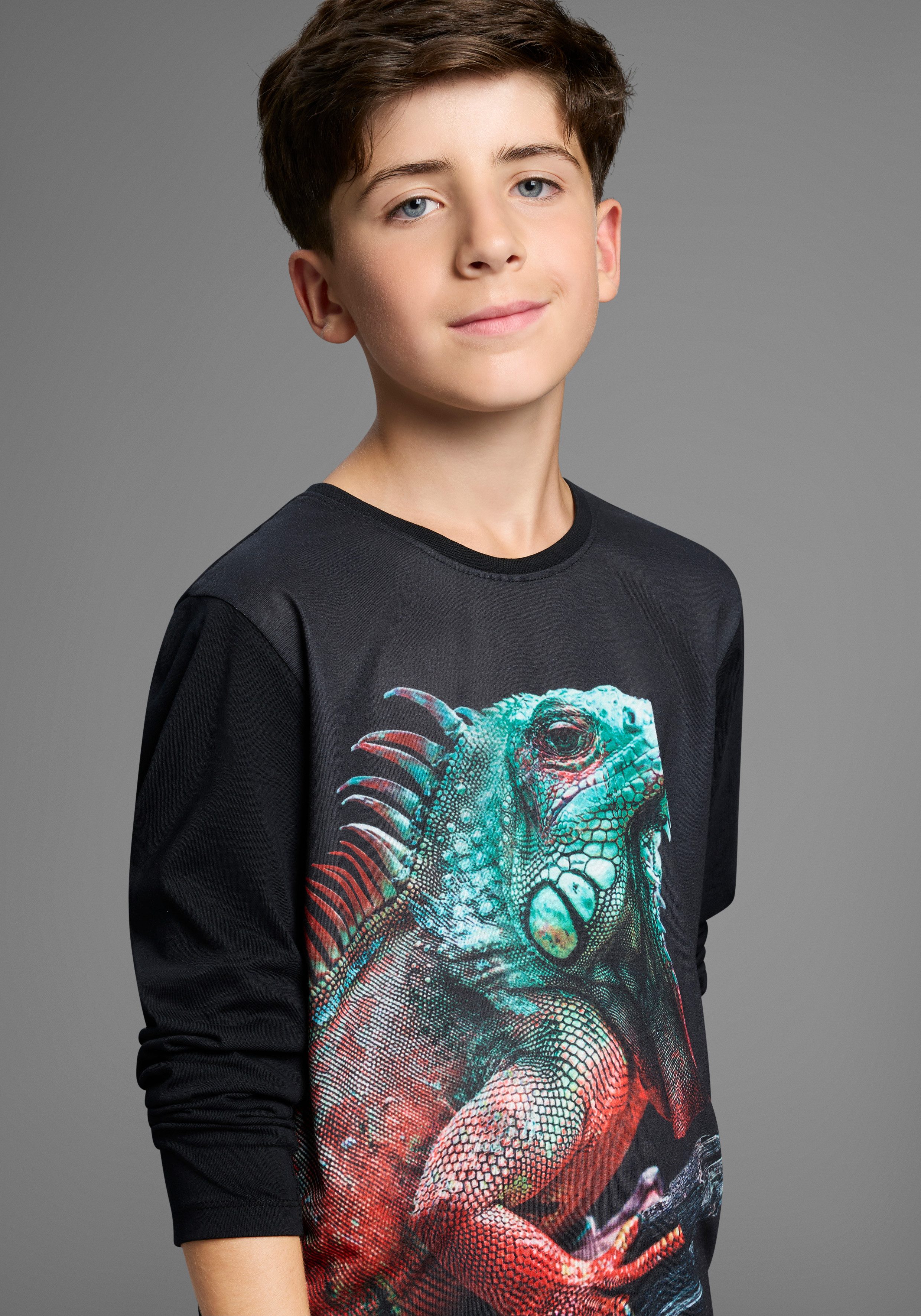 KIDSWORLD Langarmshirt GECKO, Fotoprint Shirt mit Fotodruck, Gecko