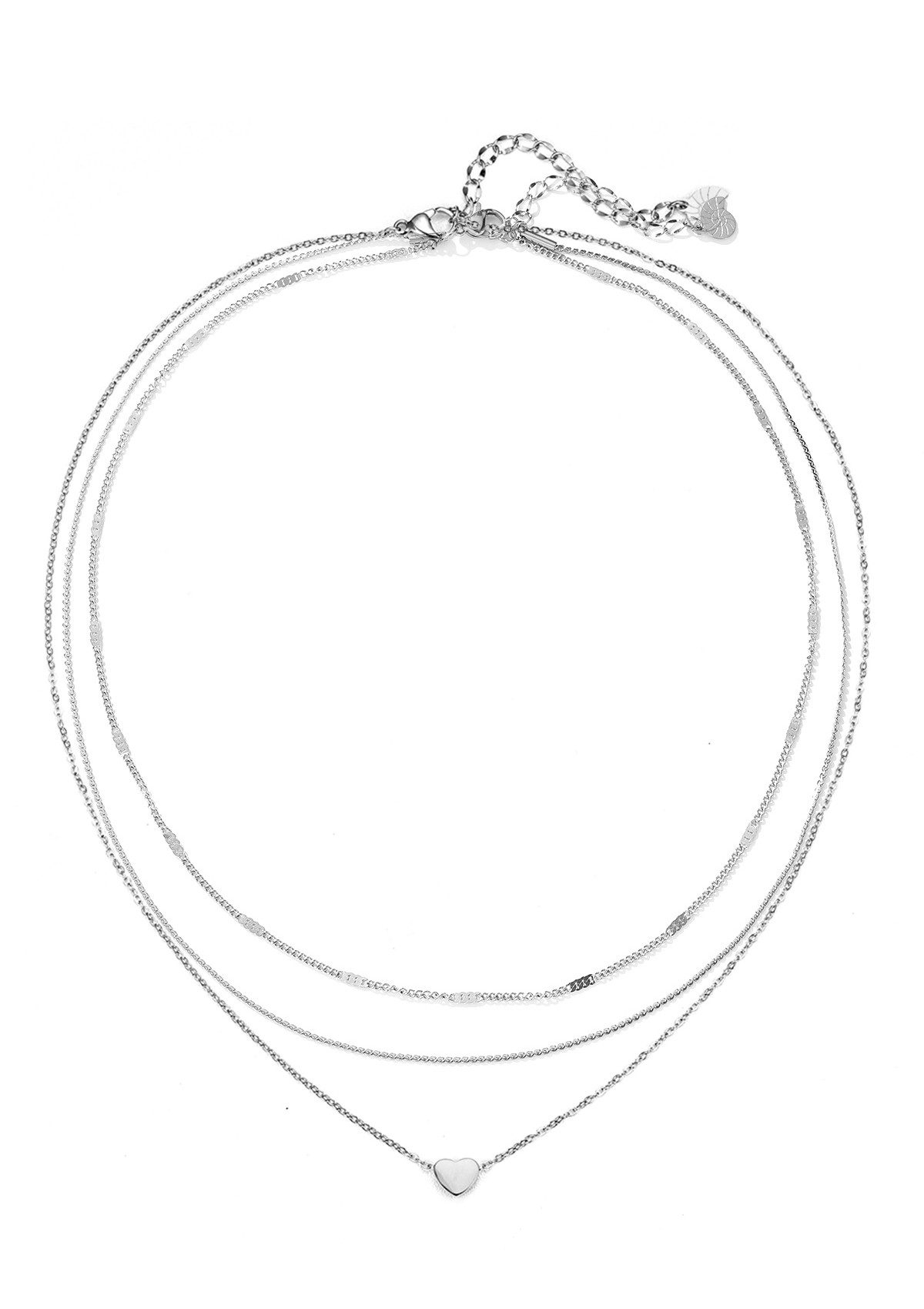 Hey Happiness Collierkettchen-Set Herz und Glieder Layer, Edelstahl 18K Roségold vergoldet, Schlichte Damen Намиста Love Sweetheart, Geschenkidee