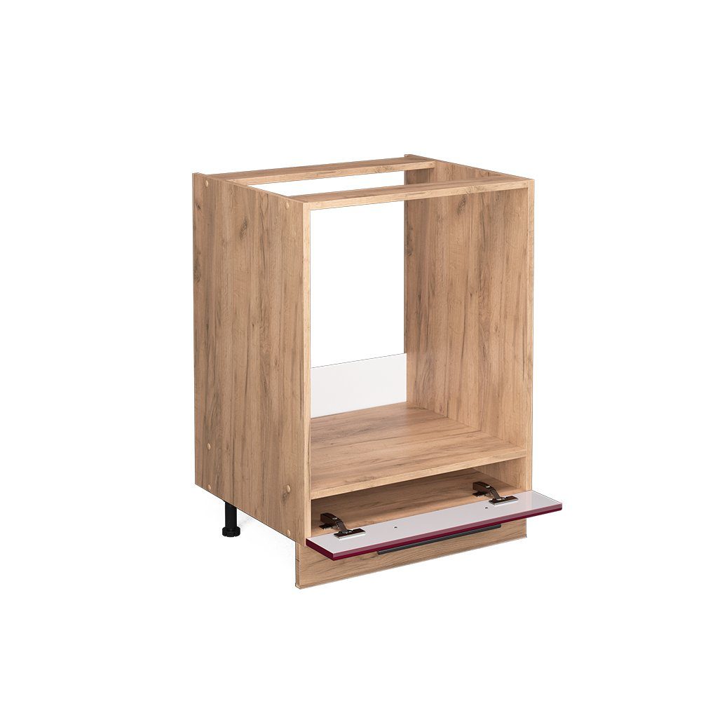 Vicco Herdumbauschrank Fame-Line, Bordeaux Hochglanz/Eiche, 60 cm ohne Arbeitsplatte (1-St) – Bild 5 von 5