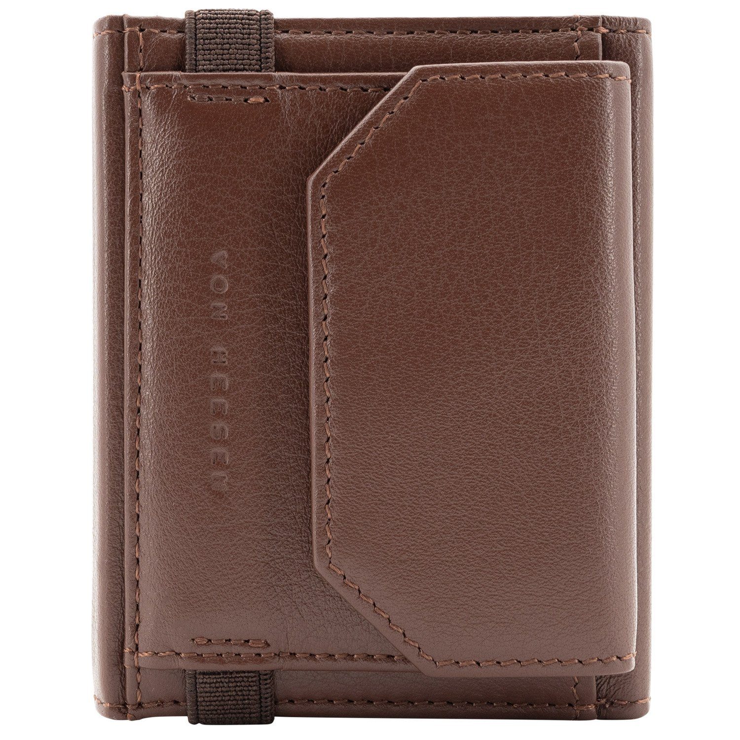 VON Portemonnaie Kartenfächer Wallet inkl. Leder 5 & HEESEN Geldbeutel & RFID-Schutz mit Wallet Geschenkbox Geldbörse XL-Münzfach, (braun) Whizz Slim