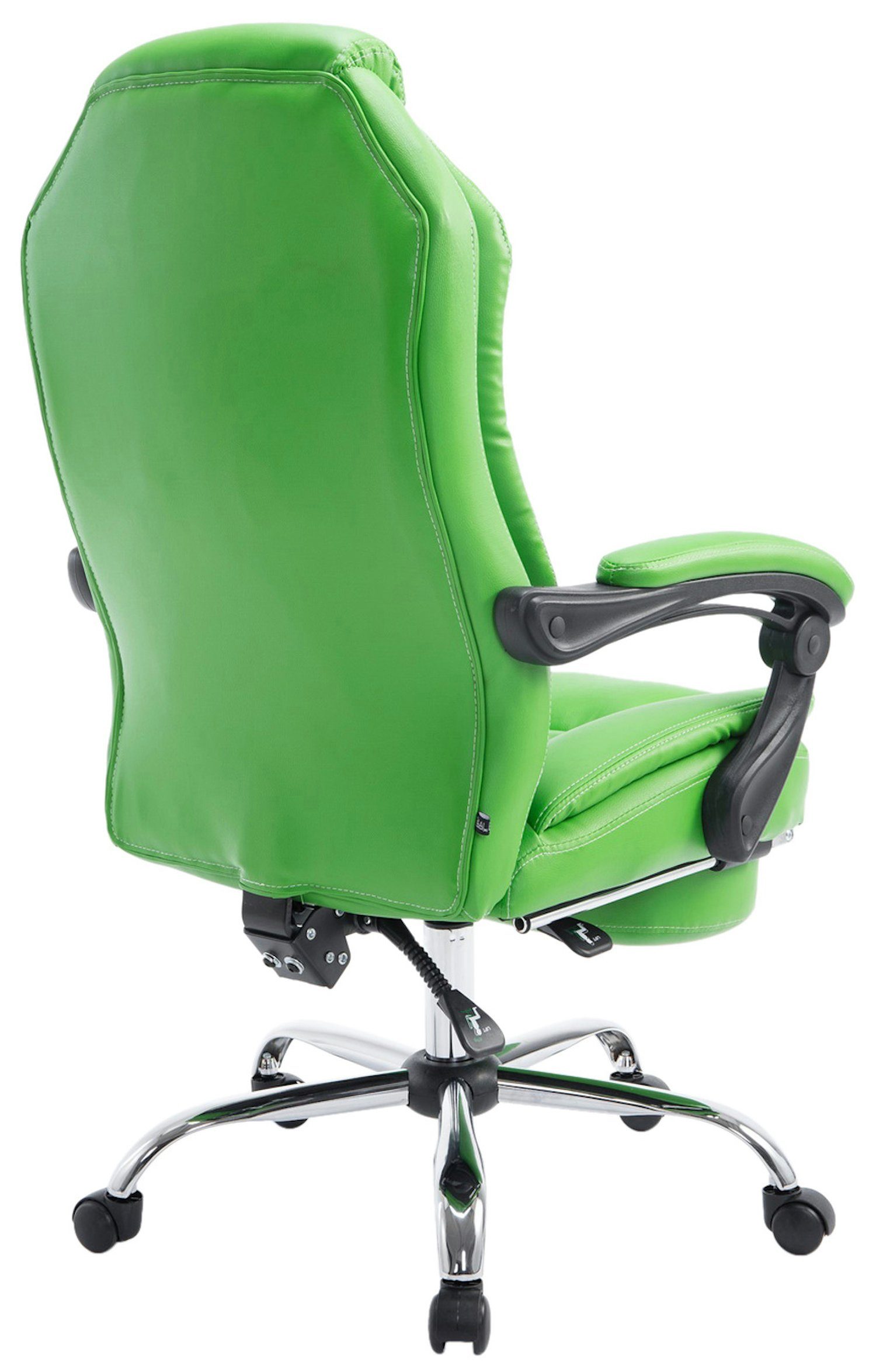 TPFLiving Bürostuhl Castan mit bequemer Metall chrom Chefsessel, Rückenlehne Bürostuhl Gestell: grün Kunstleder Sitzfläche: XXL), (Schreibtischstuhl, 360° - - drehbar höhenverstellbar und Drehstuhl