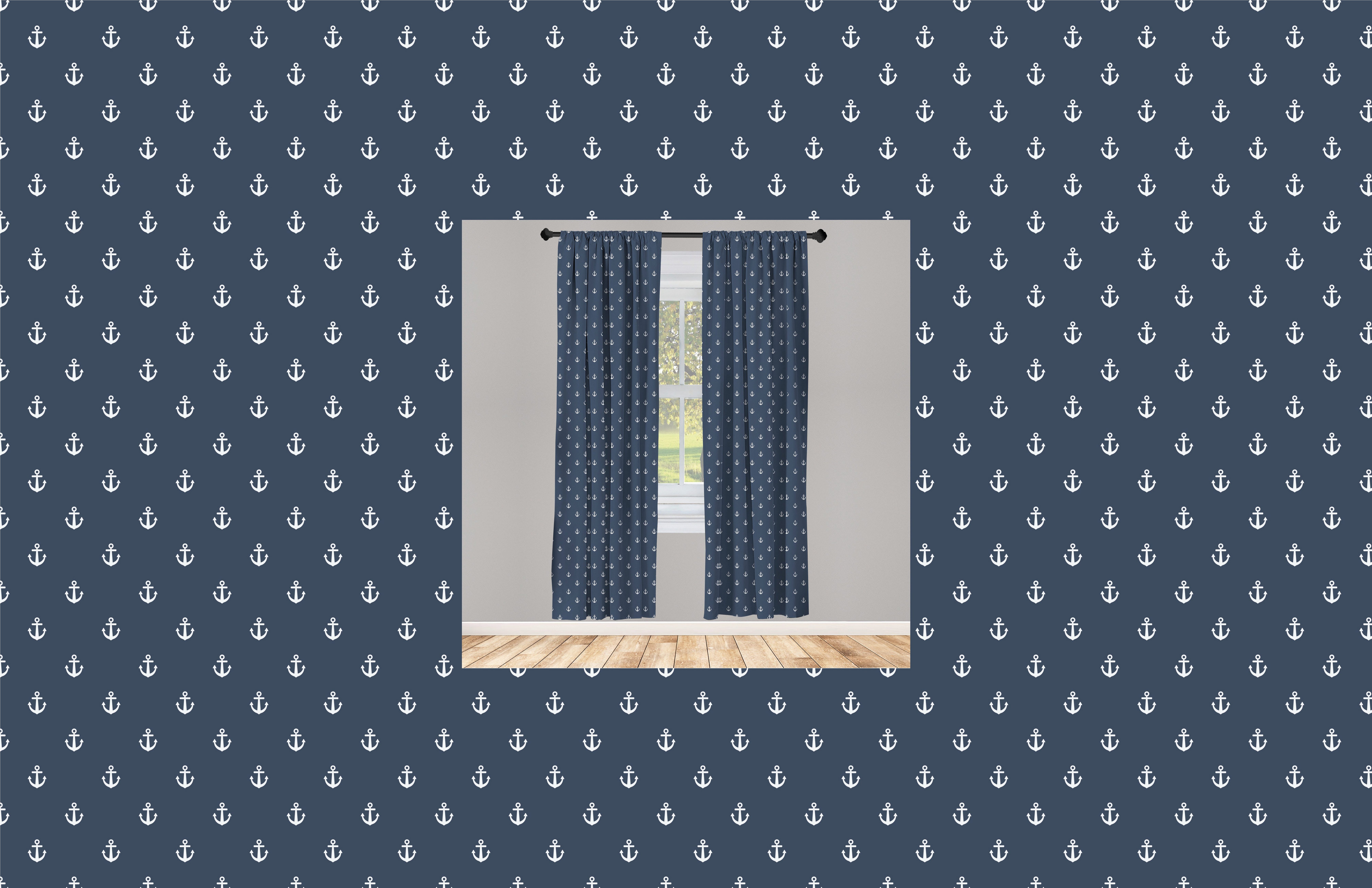 Gardine Vorhang für Wohnzimmer Schlafzimmer Dekor, Abakuhaus, Microfaser, Navy blau Anchors Seereisen