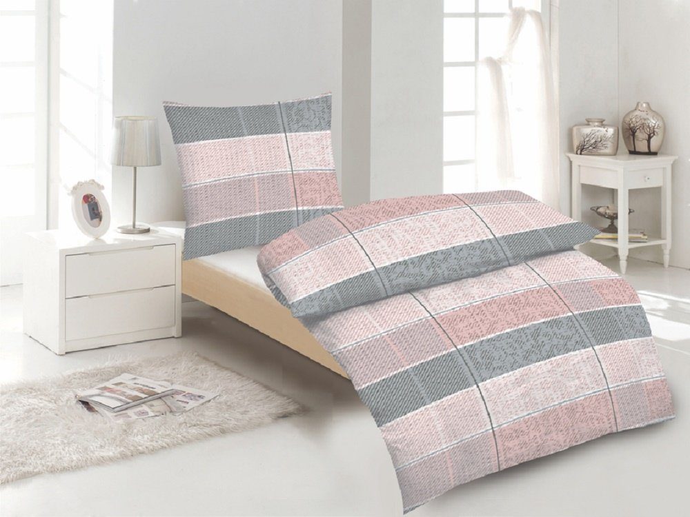 soma Bettwäsche Seersucker 135x200 80x80 rosa weiß grau gestreift Barock Bo günstig online kaufen