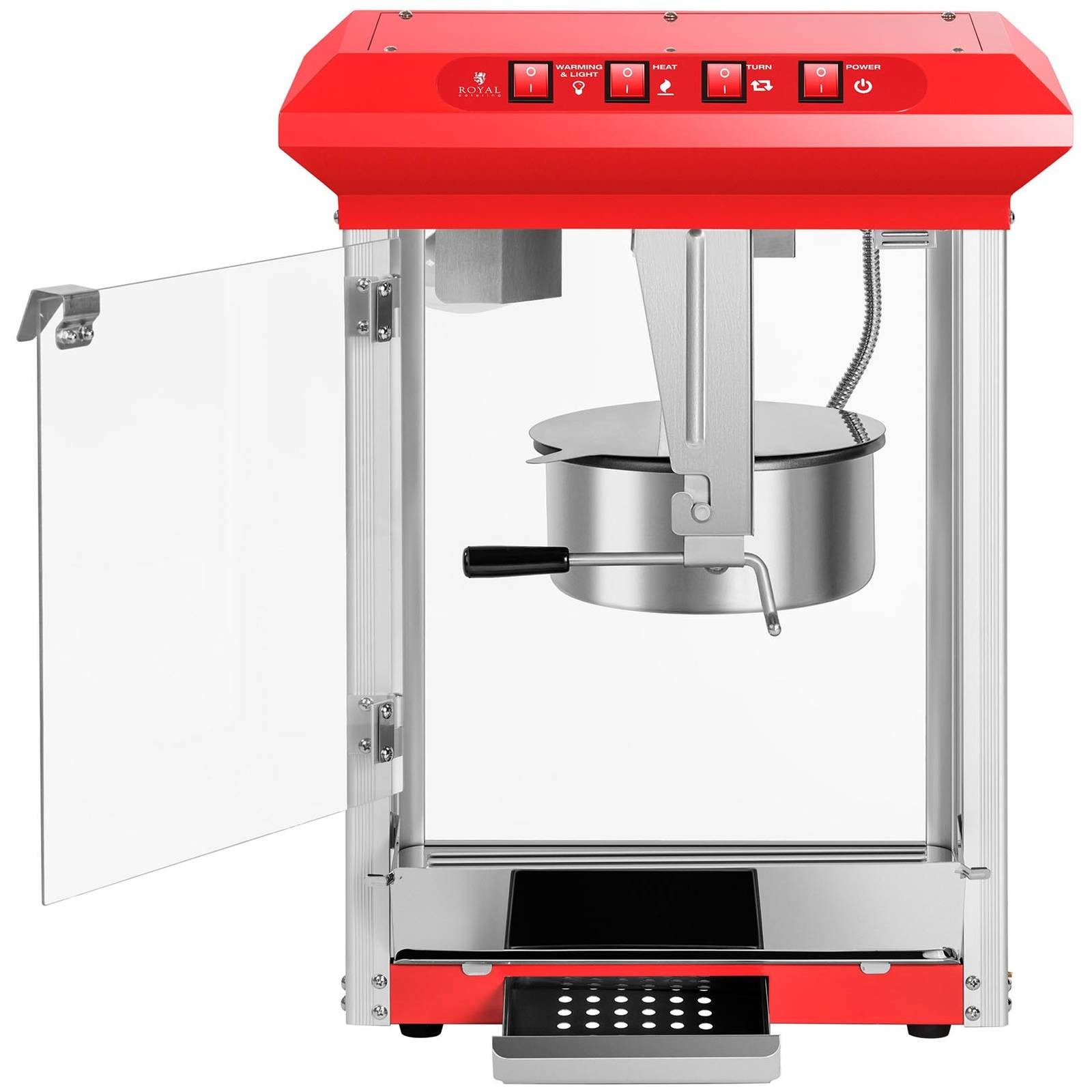 Royal Catering Popcornmaschine Popcornmaker 1300 W 5 kg/h rot Popcornautomat Teflonbeschichtung
