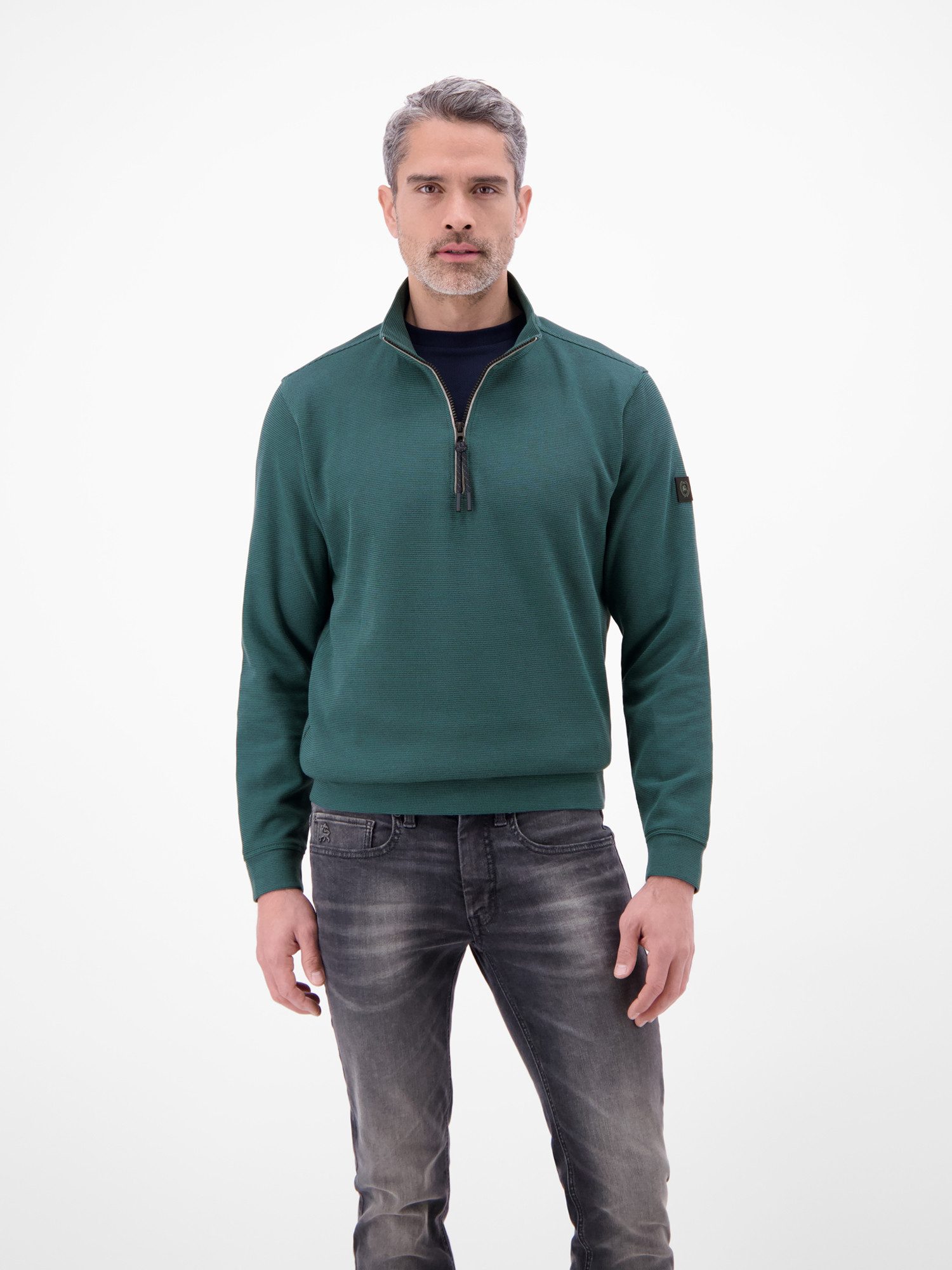 LERROS Sweater SELANIK Troyerkragen mit Reißverschluss