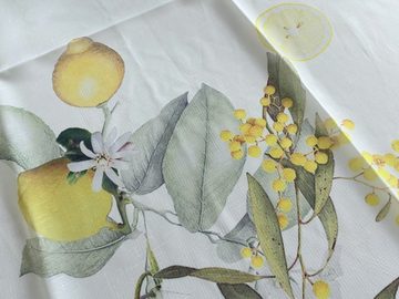 Scheibengardine Design Kuvert bedruckt Zitrone gelb BxH 60x90cm, 4087, Clever-Kauf-24, Stangendurchzug, transparent