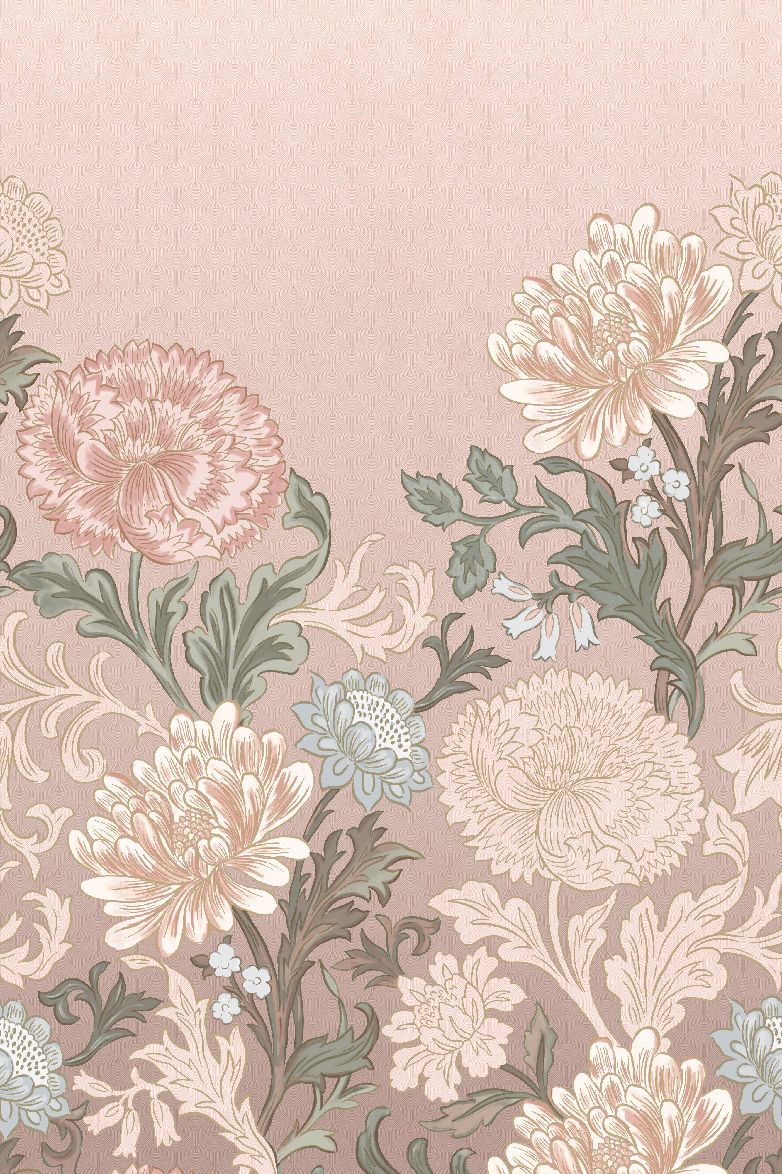 Rasch Fototapete Rasch Salisbury, Floral, rosa 552249