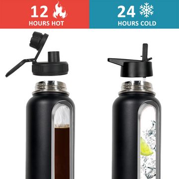 CALIYO Thermoflasche Edelstahl Thermosflasche Isolierte Trinkflasche Wasserflasche 950ml, Isolierflasche mit Schraubverschluss für Sport, Fitness, Outdoor
