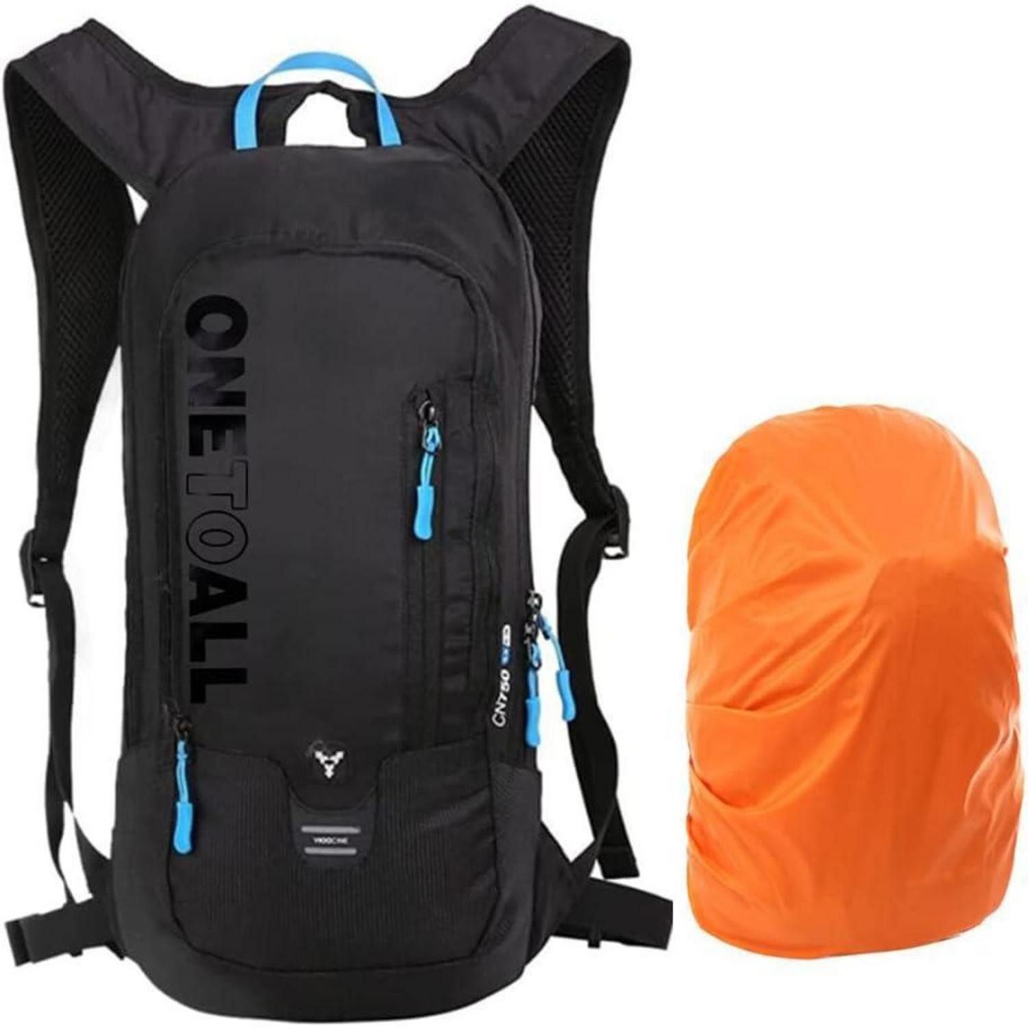 Fahrradrucksack Fahrradrucksack Trinkrucksack Wasserdicht Schwarz 6l mit Regenschutz