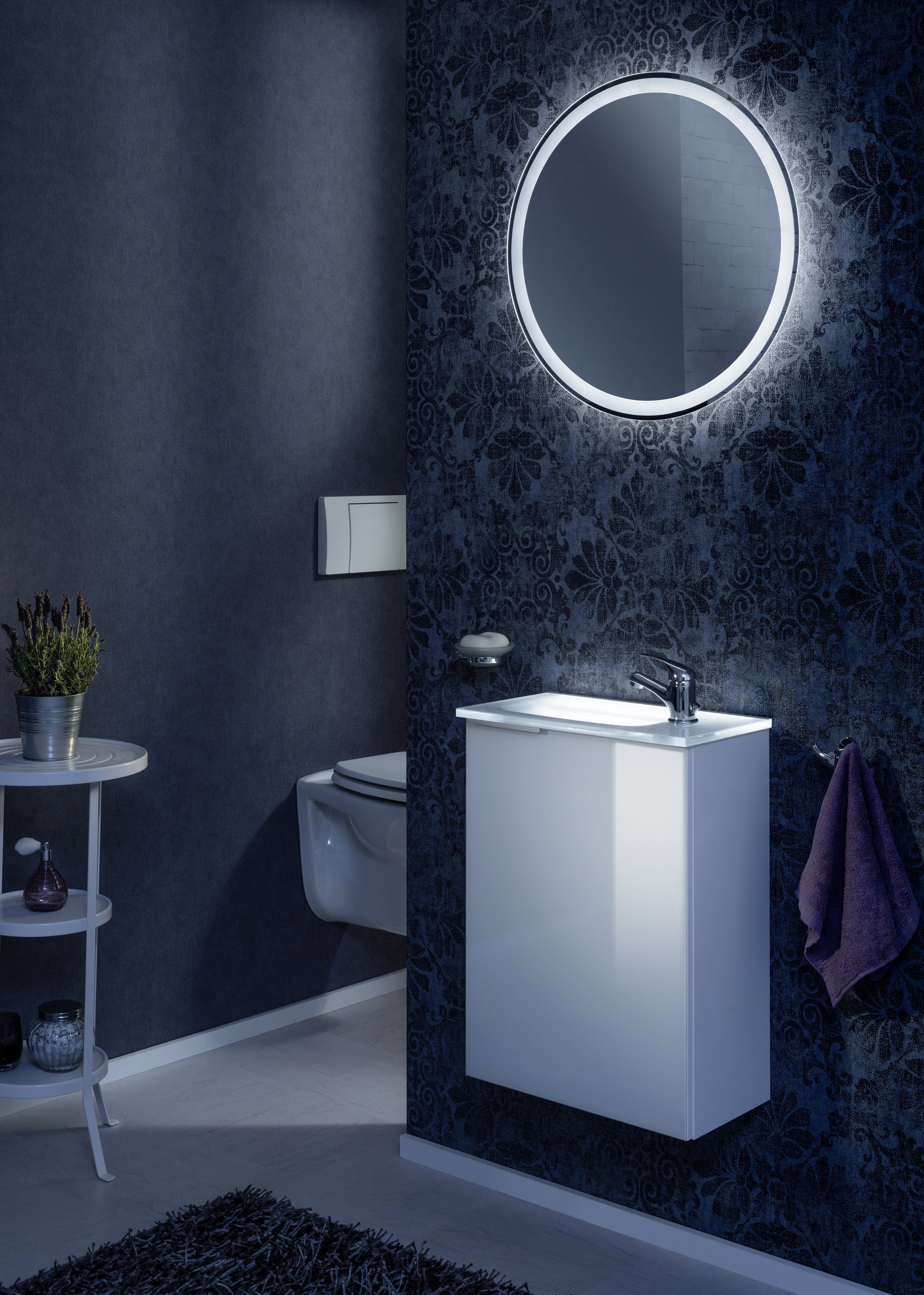 FACKELMANN Waschbeckenunterschrank Badmöbel für Gäste-WC, Breite ca. 45 cm weiß | weiß | Waschbeckenunterschränke