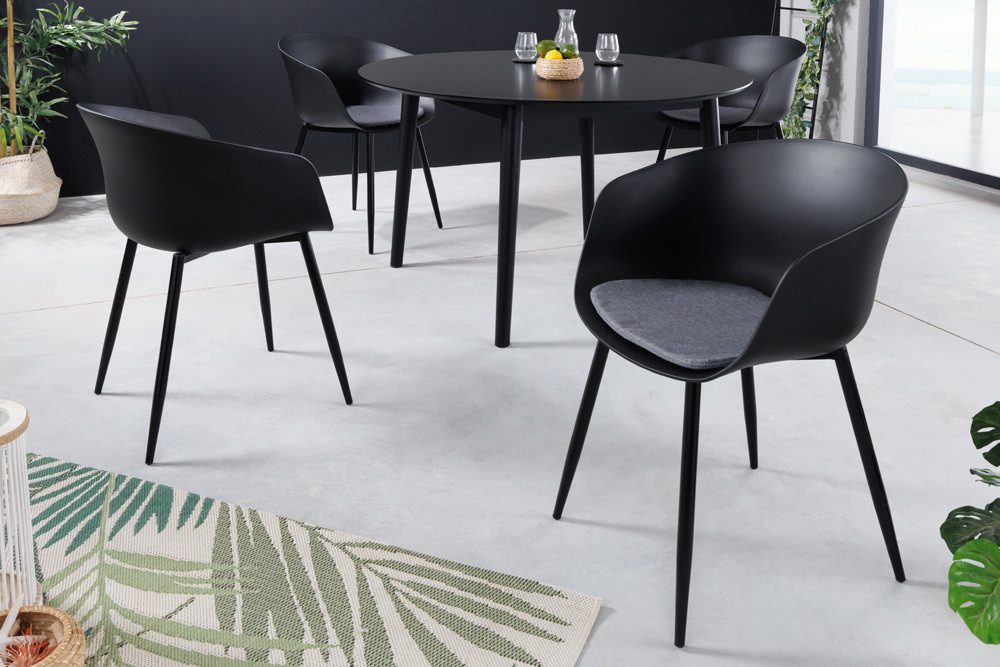 riess-ambiente Gartenstuhl DESIGNO schwarz (Einzelartikel, 1 St), Esszimmer · Kunststoff · Metall · mit Armlehne · Balkon · Outdoor