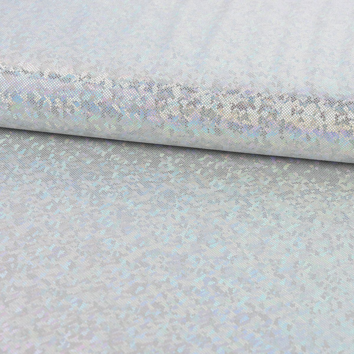 SCHÖNER LEBEN. Stoff Jerseystoff Stretch Jersey Glitzer holografisch uni silber grau 1,5m
