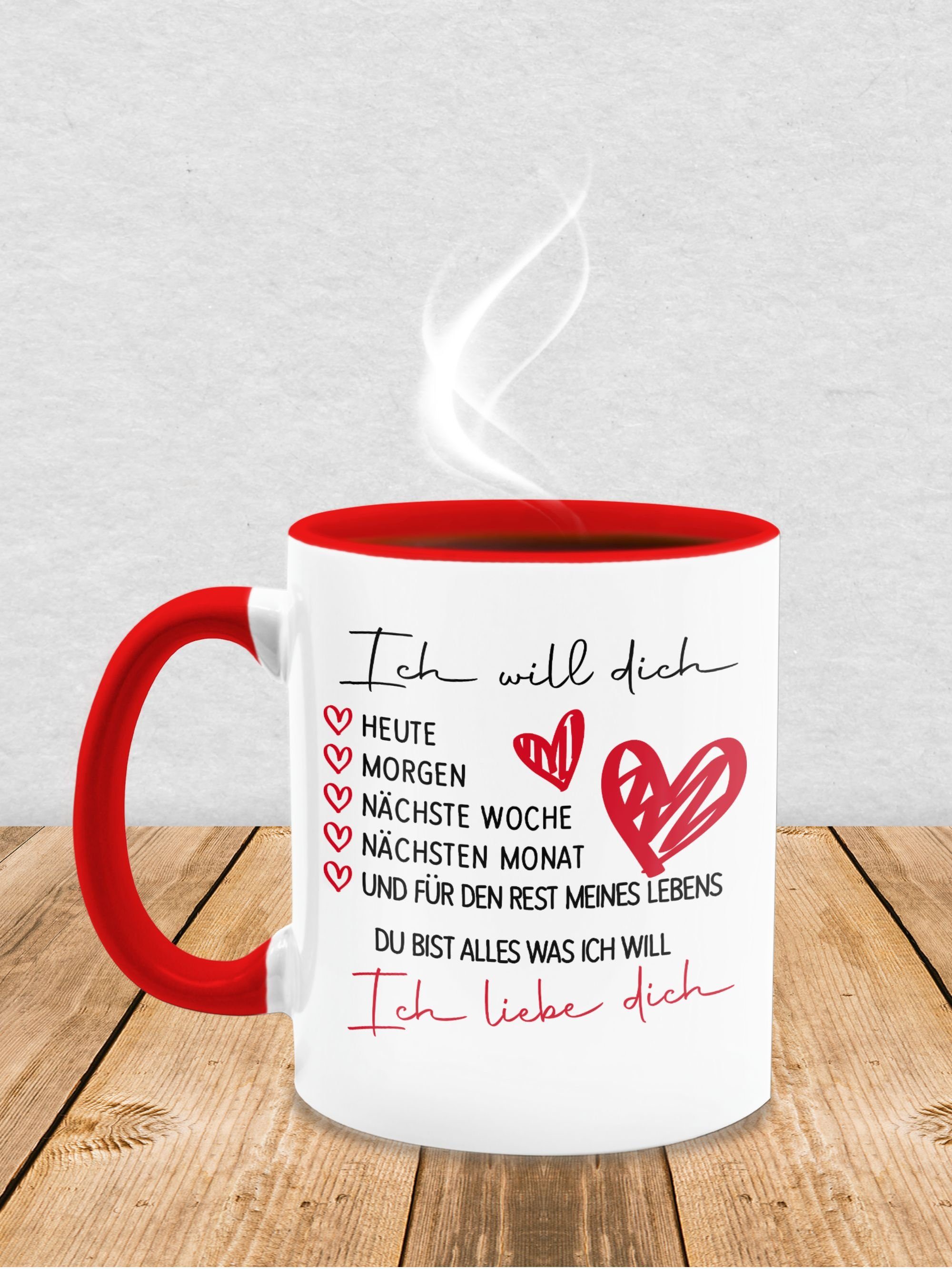 1 Valentinstag Liebes Rot Tasse Frauen Geschenk Shirtracer Geschenk Freundin Papa Freund Liebeserk, Keramik, Love Männer Mama