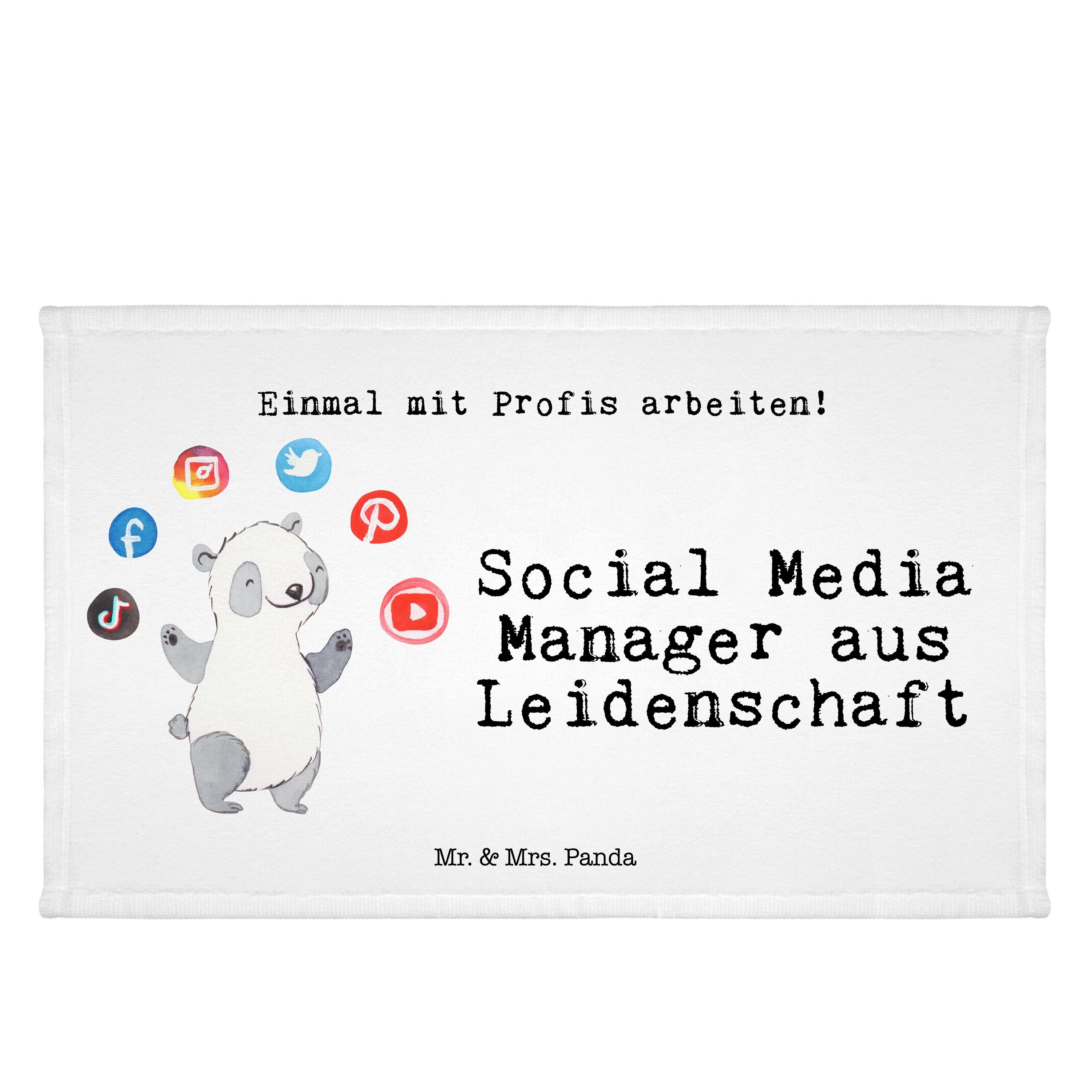Mr. & Mrs. Panda Handtuch Social Media Manager aus Leidenschaft - Weiß - Geschenk, Frottier, Ki, (1-St)