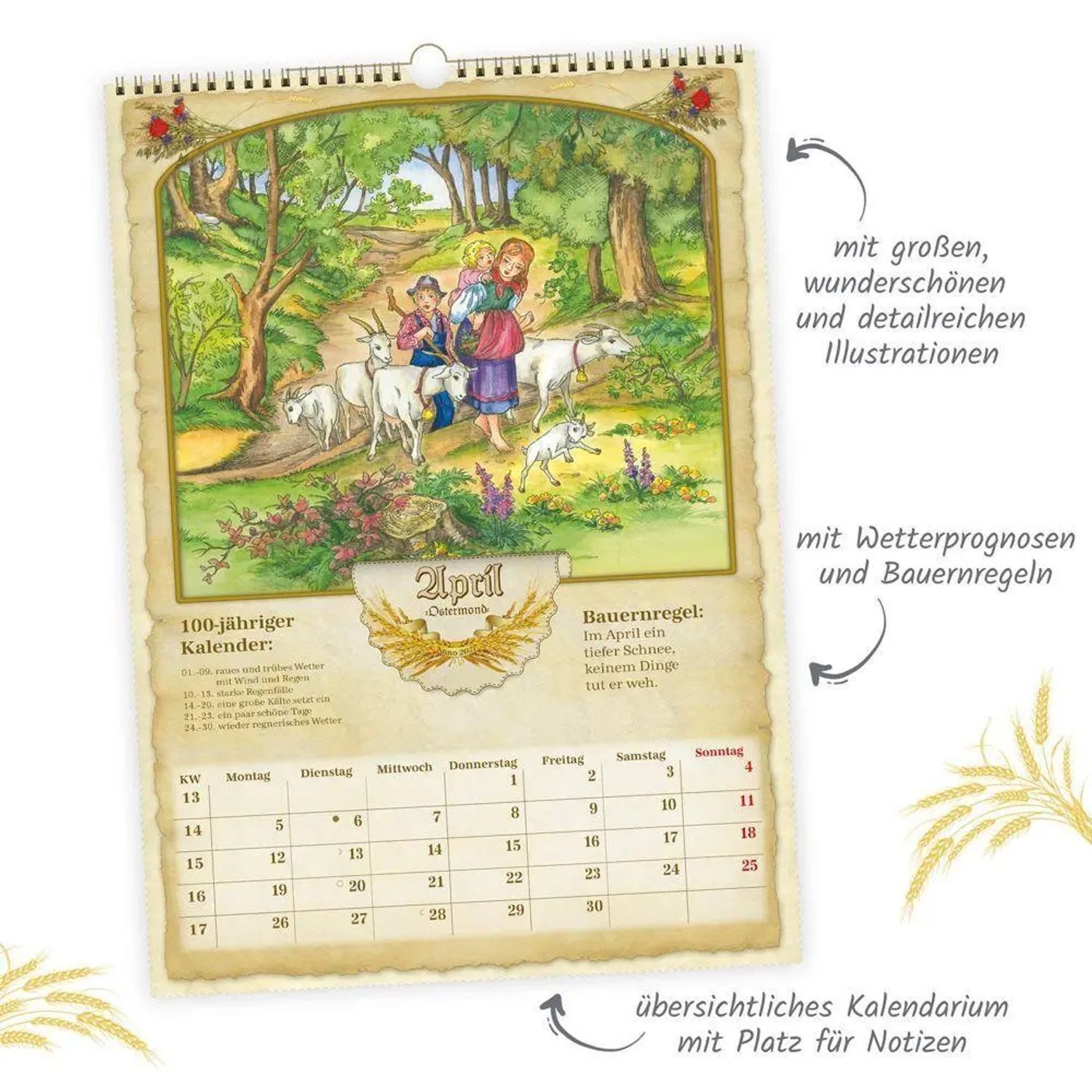 Trötsch Verlag Wandkalender TRÖTSCH - Großbildkalender Bauernkalender 2027 mit Wetterprognosen...