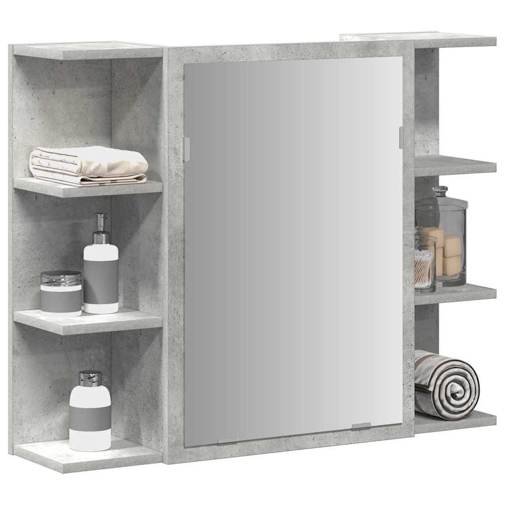 vidaXL Spiegelschrank Bad-Spiegelschrank Betongrau 80x20,5x64 cm Holzwerkstoff
