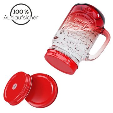 Wellgro Glas Trinkgläser Farbverlauf - 500ml + Ersatzdeckeln