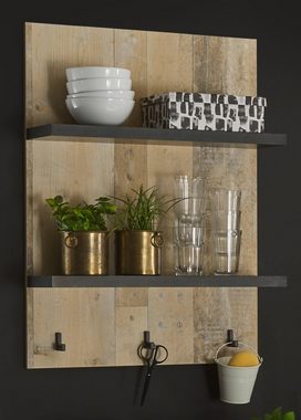 Furn.Design Küchenregal Stove, Wandregal in Used Wood, mit Ablagen und Haken
