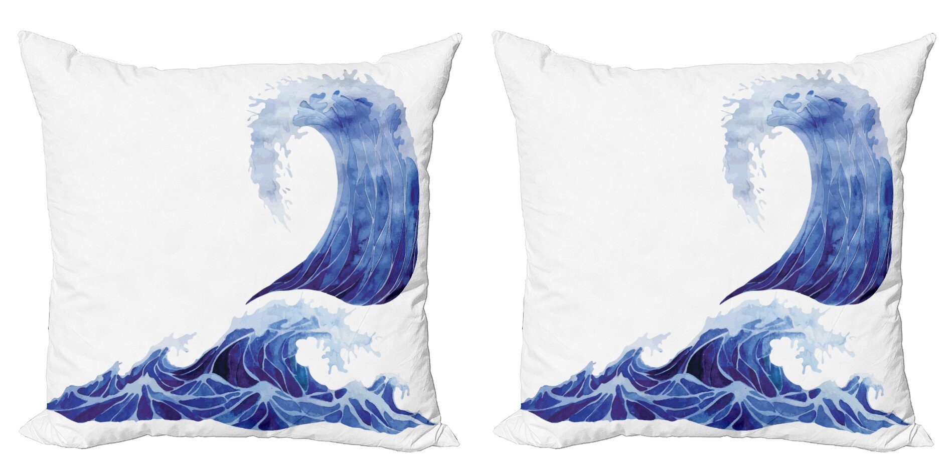 Kissenbezüge Modern Accent Doppelseitiger Blue Digitaldruck, Aquatic Waves (2 Abakuhaus Ozean Stück), Sturm