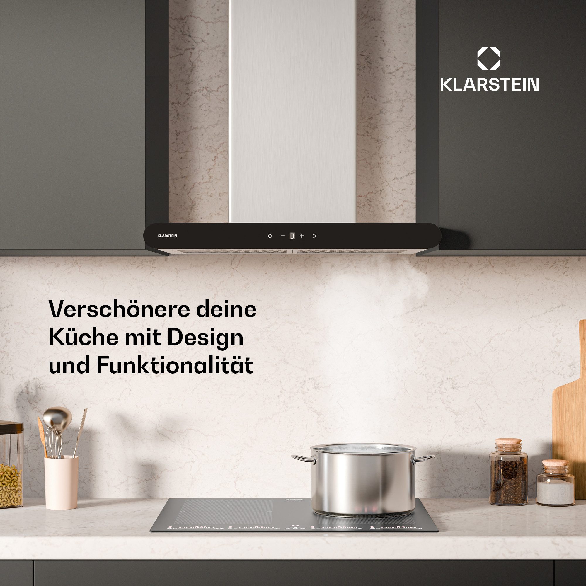 Klarstein Deckenhaube CurveVent 60 CurveVent 60, Dunstabzugshaube Abzughaube Abluft Umluft LED