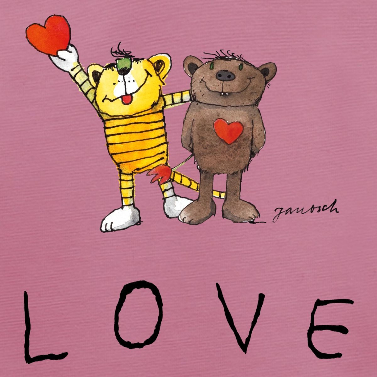 Spreadshirt Langarmbody Janosch Bär Tiger Love Liebe Tages Baby Body Langarm (1-tlg)