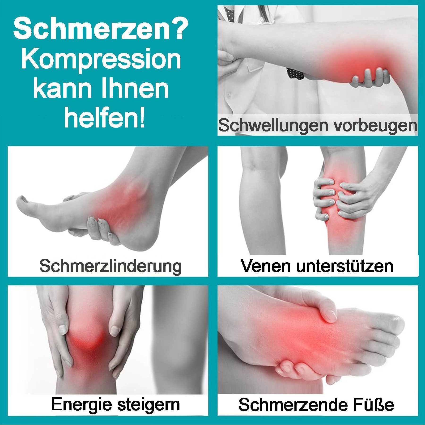 Mutig Kompressionsstrümpfe 6 Paar Lange Kompressionssocken für Damen & Herren (Sportsocken & Reisesocken, Bequem und Elastisch) Ideal für Sport, Reisen und Alltag