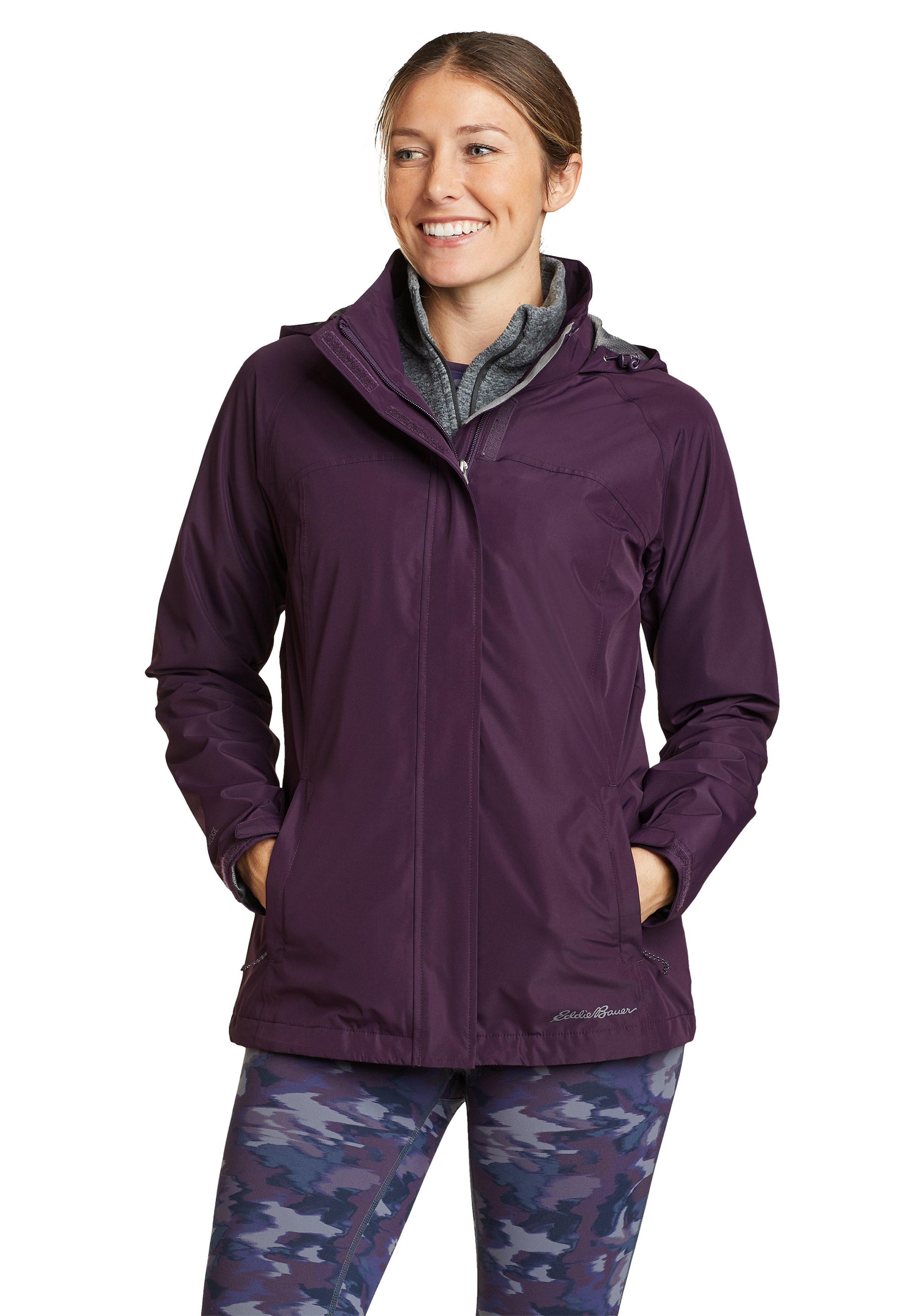 Eddie Bauer Regenjacke Regenjacke packbar Aubergine Dunkles - Rainfoil