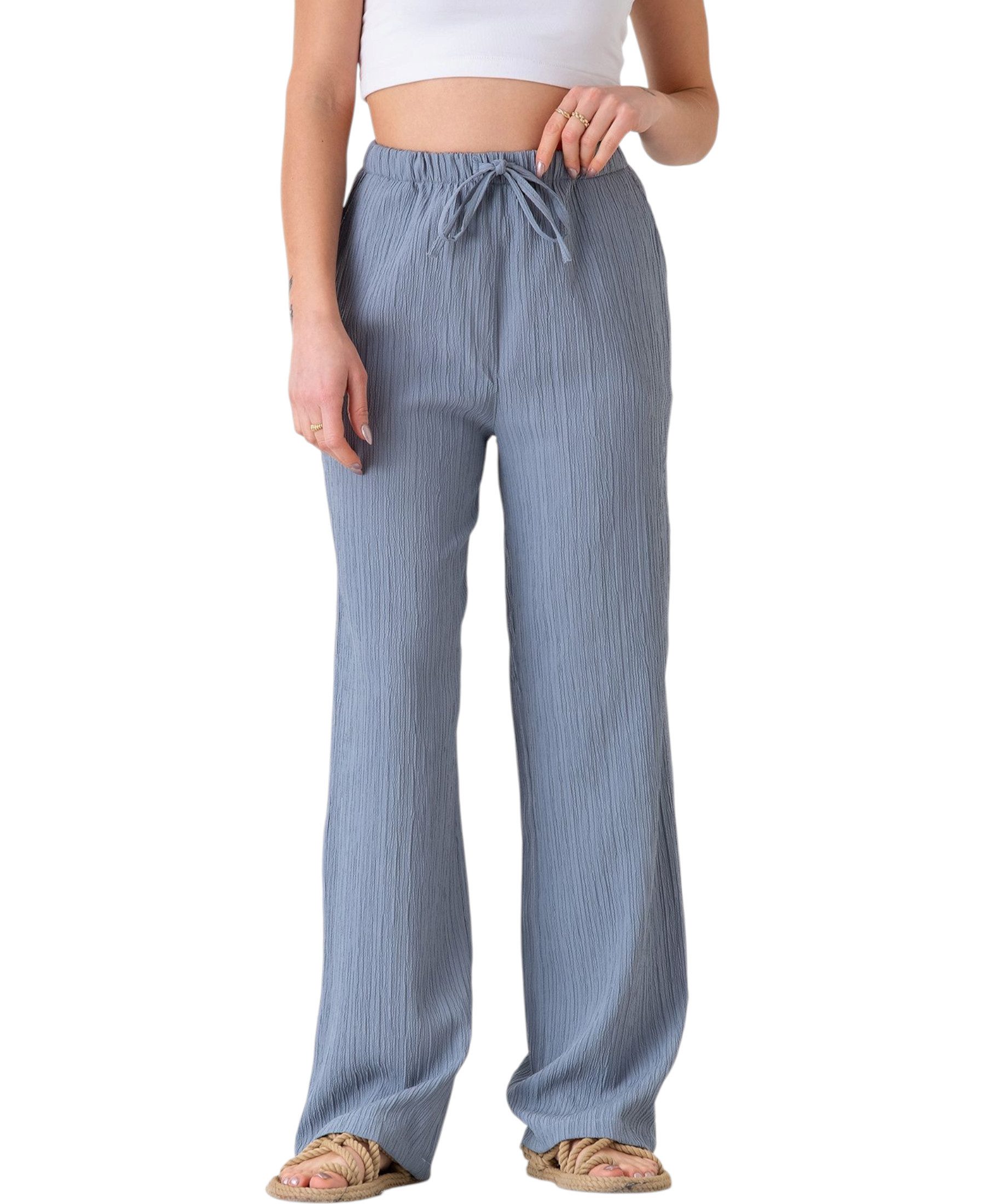 fashionshowcase Palazzohose Damen Sommerhose Crinkle Marlene-Hose mit weite günstig online kaufen