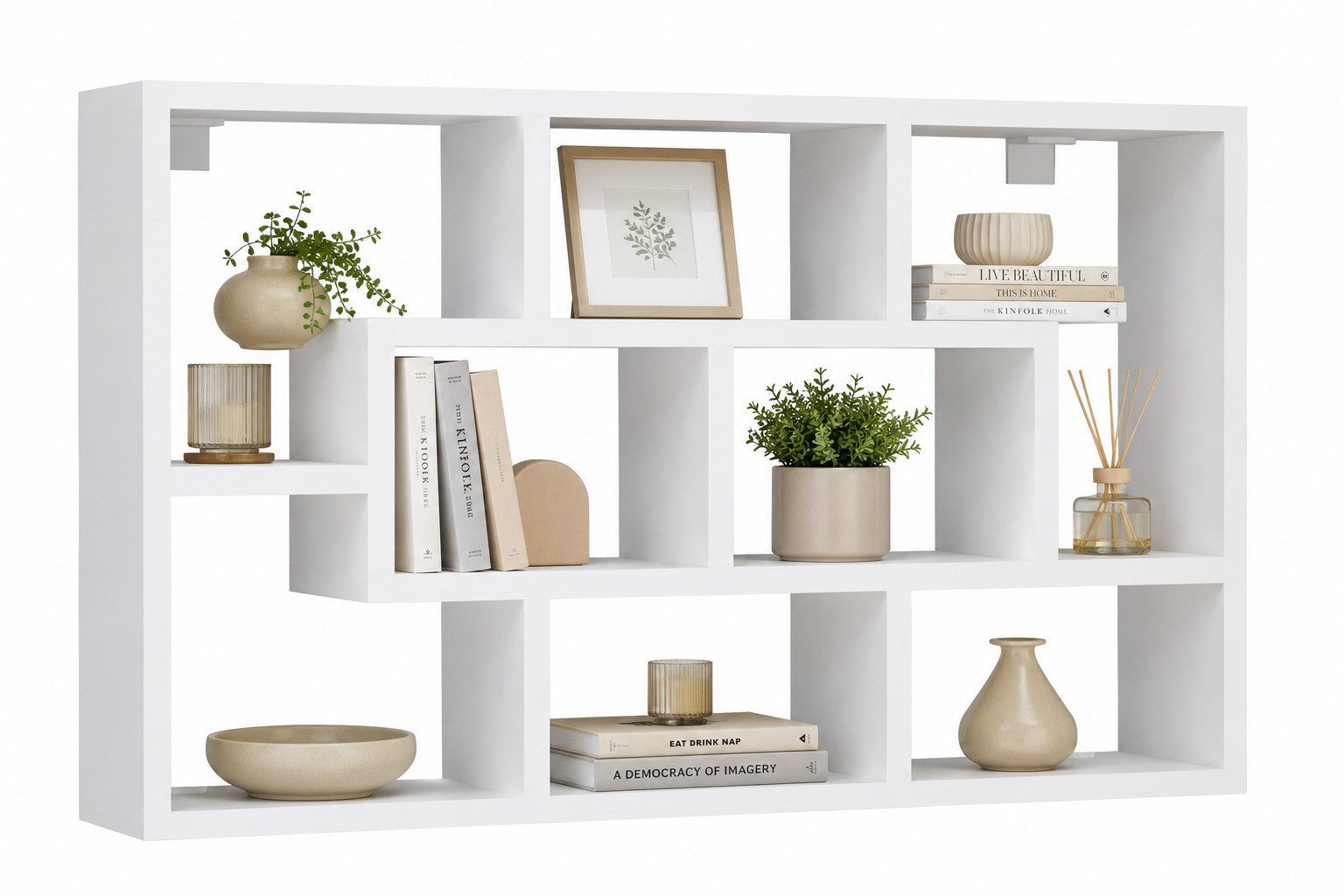 VCM Wandregal Wandregal 10 Fächer Hängeregal 85 x 48 cm Opila, 1-tlg., VCM Wandregal Opila 48x85x16 cm Holzwerkstoff