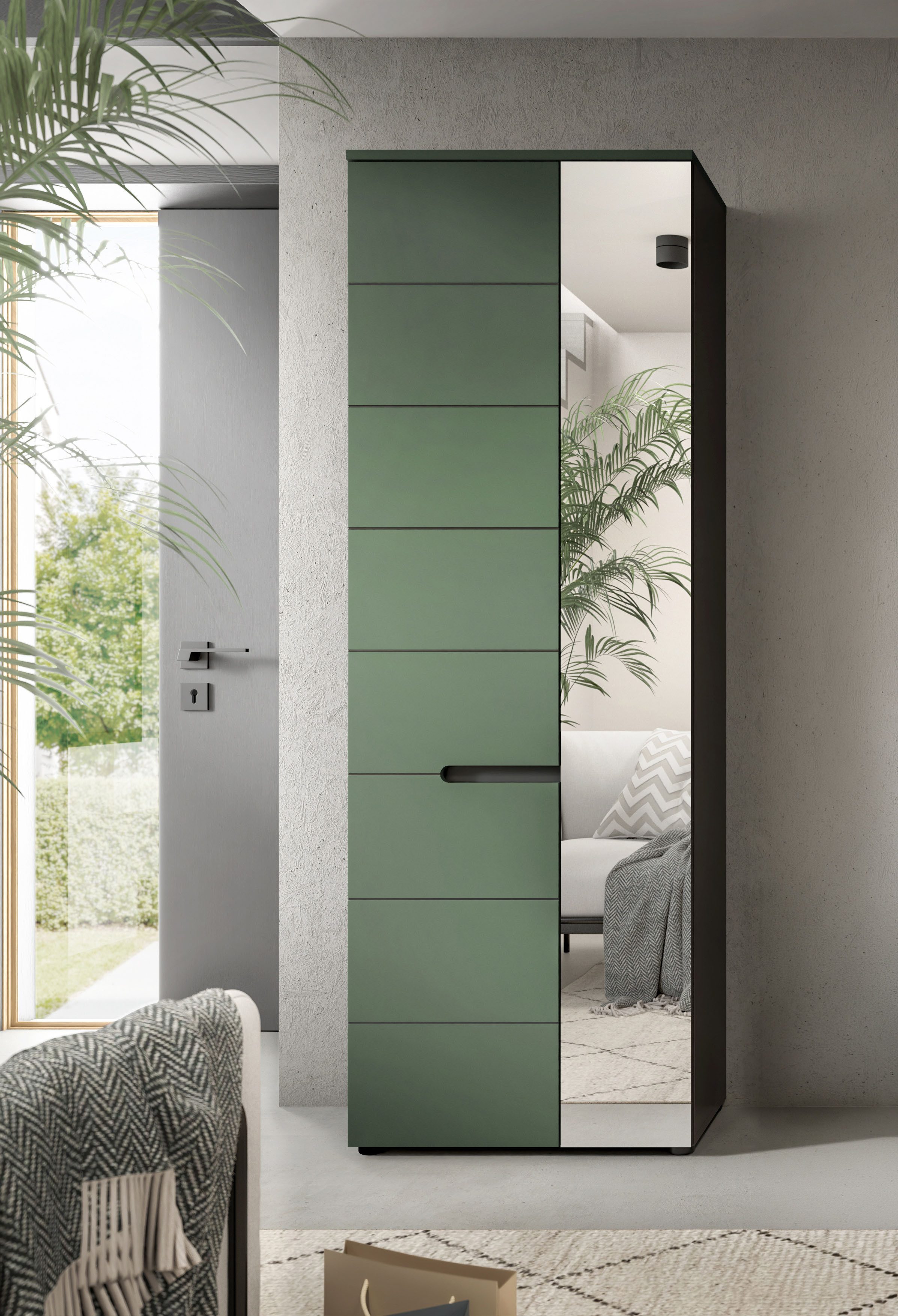 Home affaire Garderobenschrank REHAT, TOPSELLER!, Höhe 190cm, 2 Türen, 6 Fächer, 1 Kleiderstange (1-St., in verschiedenen Farben erhältlich) Garderobe, Flurschrank, Dielenschrank, Kleiderschrank, Garderobenmöbel