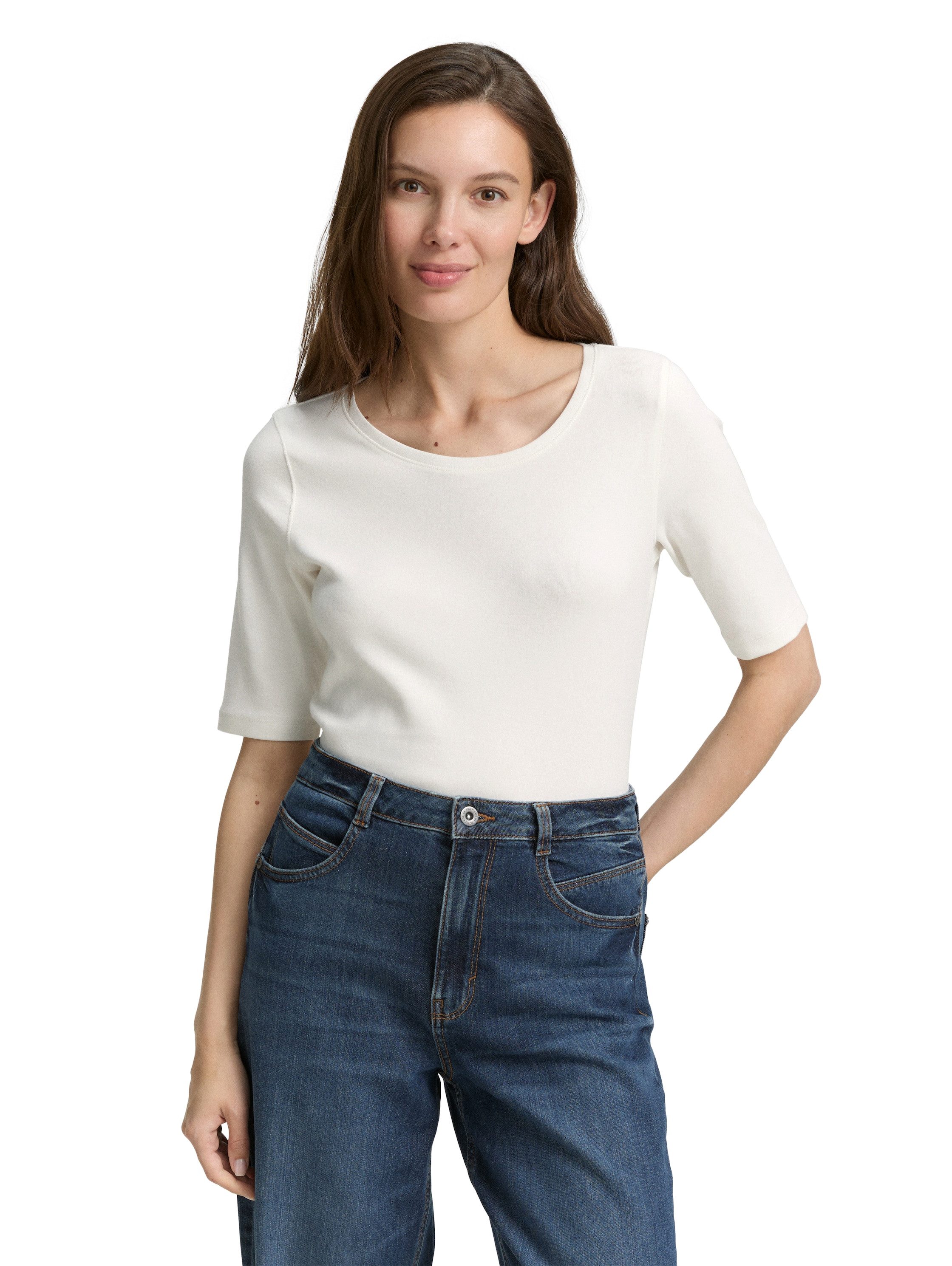 TOM TAILOR T-shirt basic - whisper white/crème