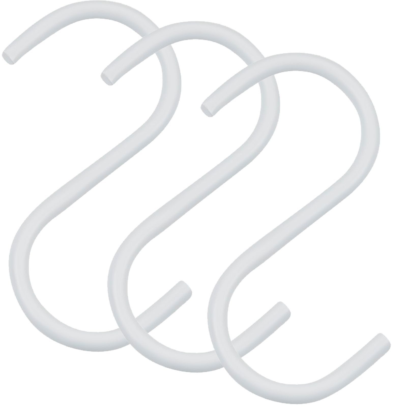 SO-TECH® S-Haken für Rundstäbe bis Ø 30 mm für Garderoben, Küchenreling uvm., (Spar-Set, 3-St), Weiß Satin pulverbeschichtet