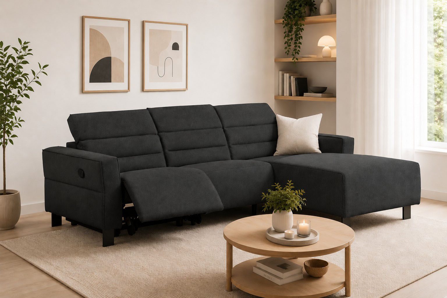 OTTO home Ecksofa Carpari, L-Form, 263 cm, manuelle o. elektrische Relaxfunktion, USB A/C und Kopfteilverstellung