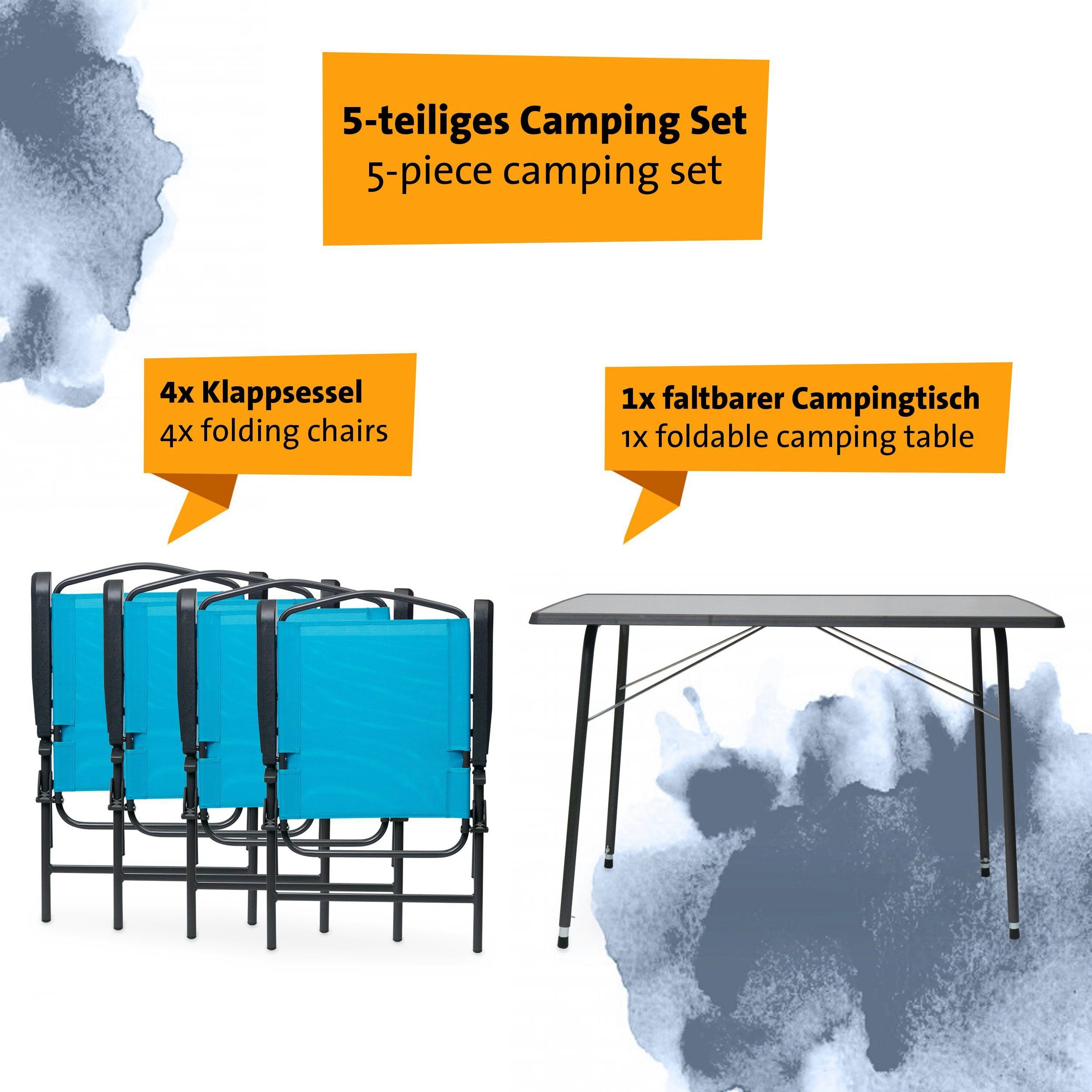 CAMPAIR Campingtisch (5-St) Tisch Caravan Klappstühlen 4 Campingmöbel-Set 5-teilig mit