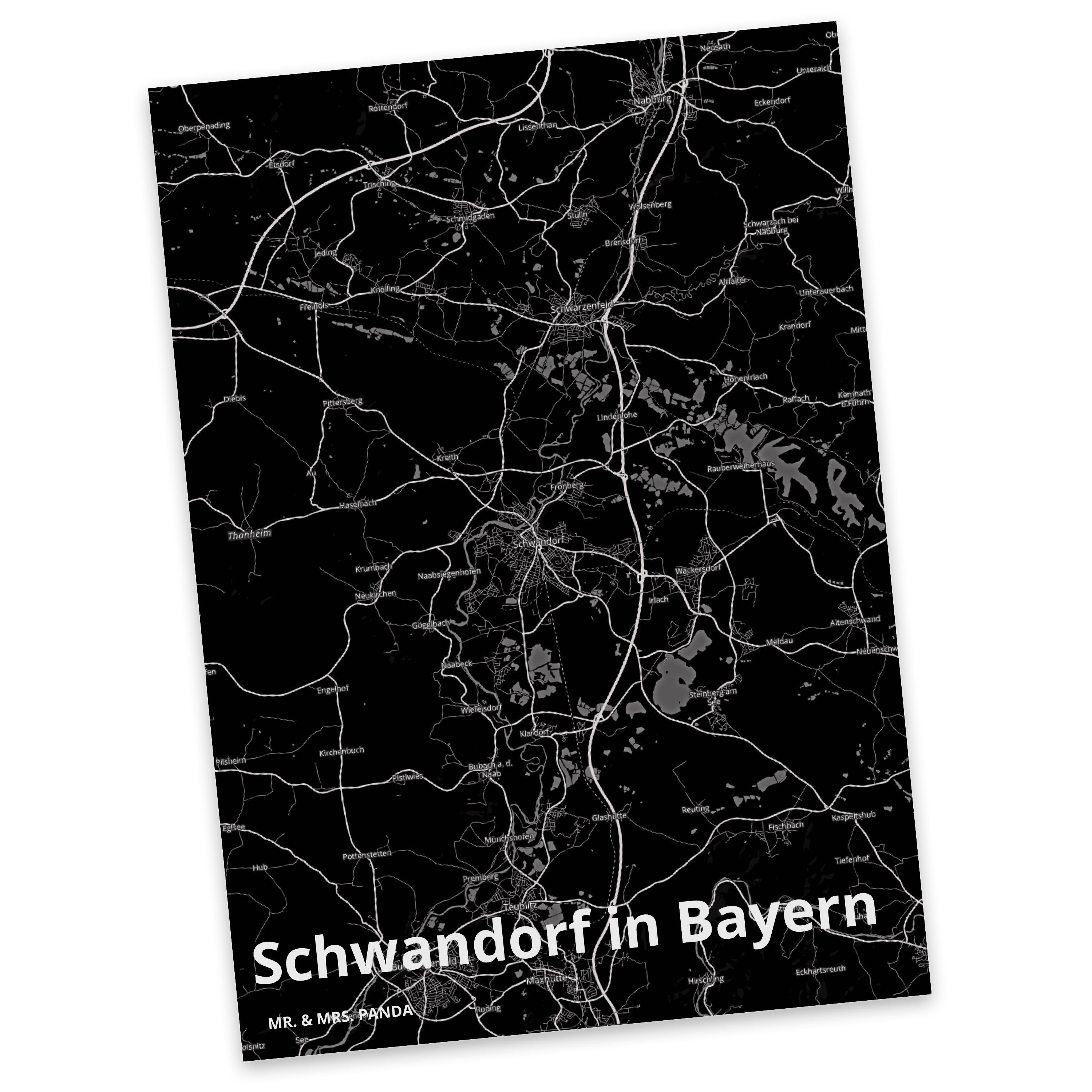 Mr. & Mrs. Panda Postkarte Schwandorf in Bayern - Geschenk, Stadt Dorf Karte Landkarte Map Stadt